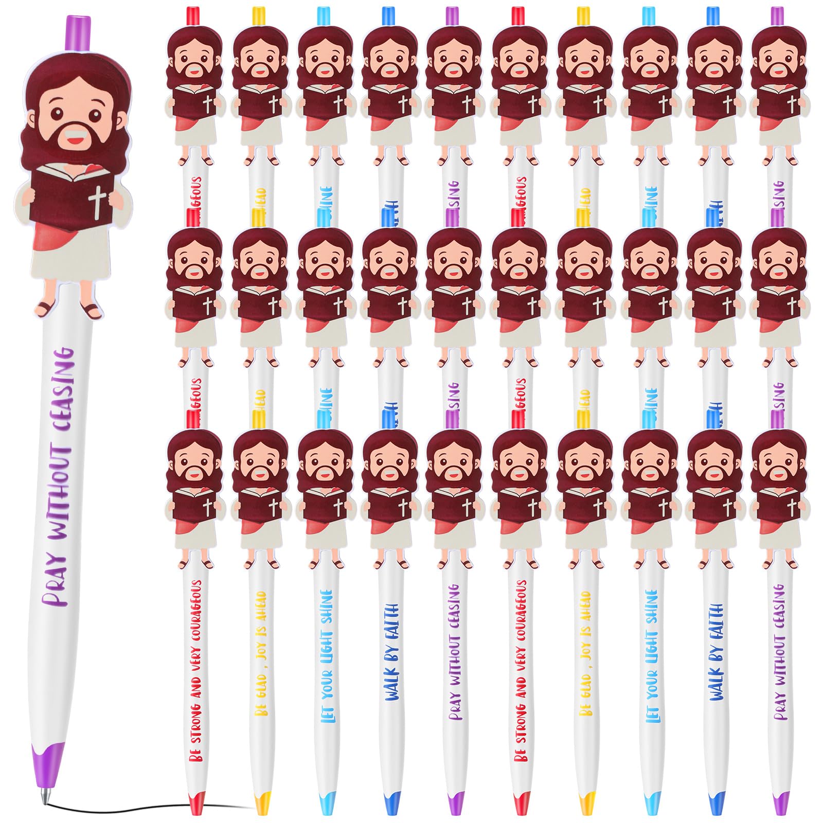 CroBlissful 48 Pcs Christian Jesus Pens for Kids, Back to School Supplies