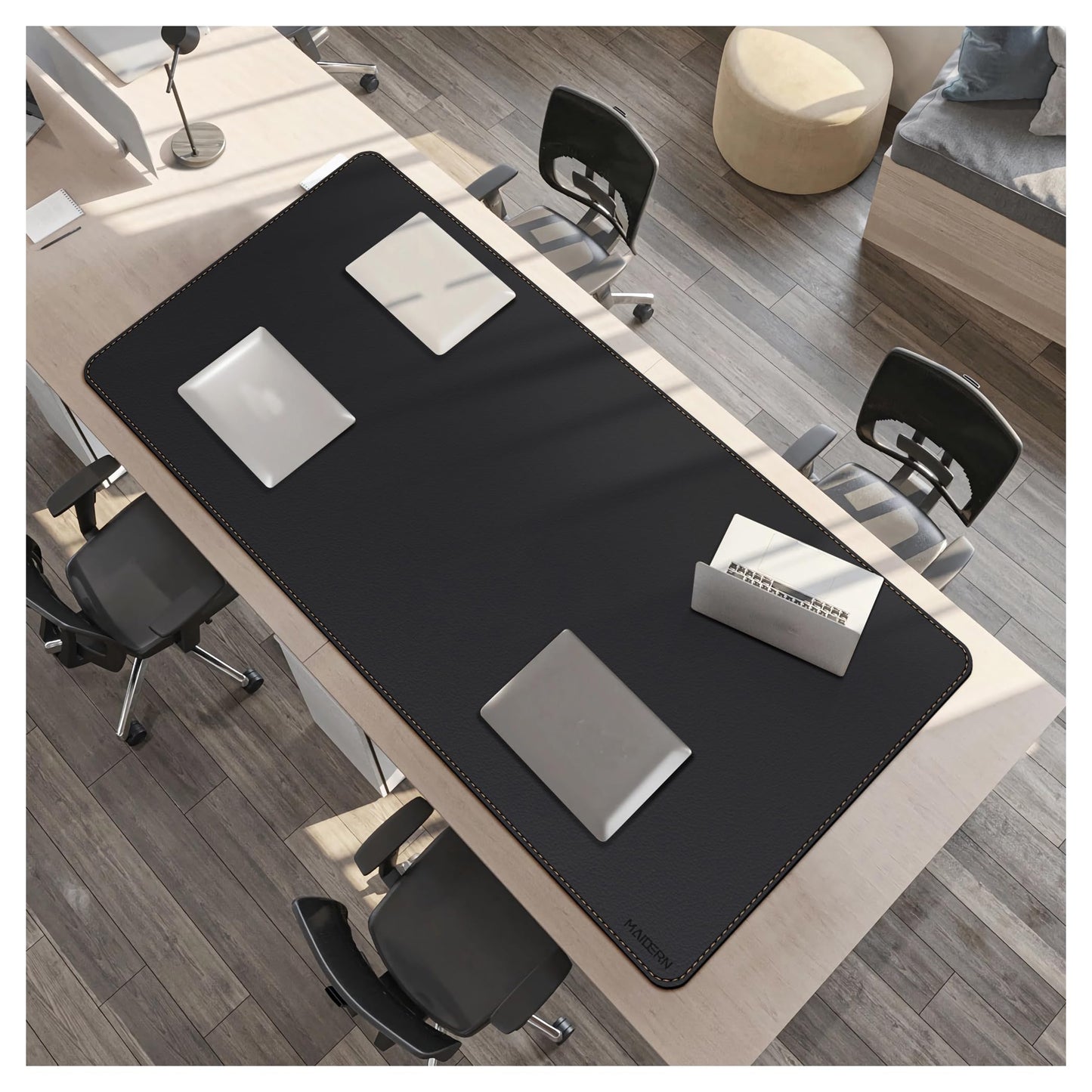 MAIDERN Leather Desk Mat, XXL 70.8” x 31.5” Reversible Office Desk Pad Mat, Cork & Leather Large