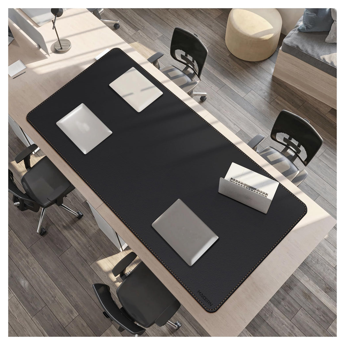 MAIDERN Leather Desk Mat, XXL 70.8” x 31.5” Reversible Office Desk Pad Mat, Cork & Leather Large