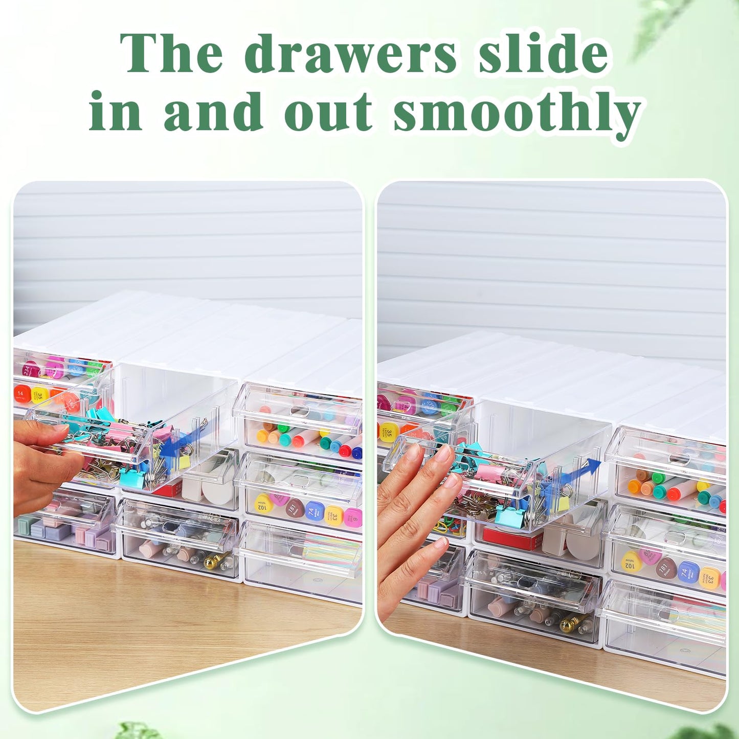 Aulock 9 Pcs Stacking Drawer Organizers for Office Home Dorm Room Supplies