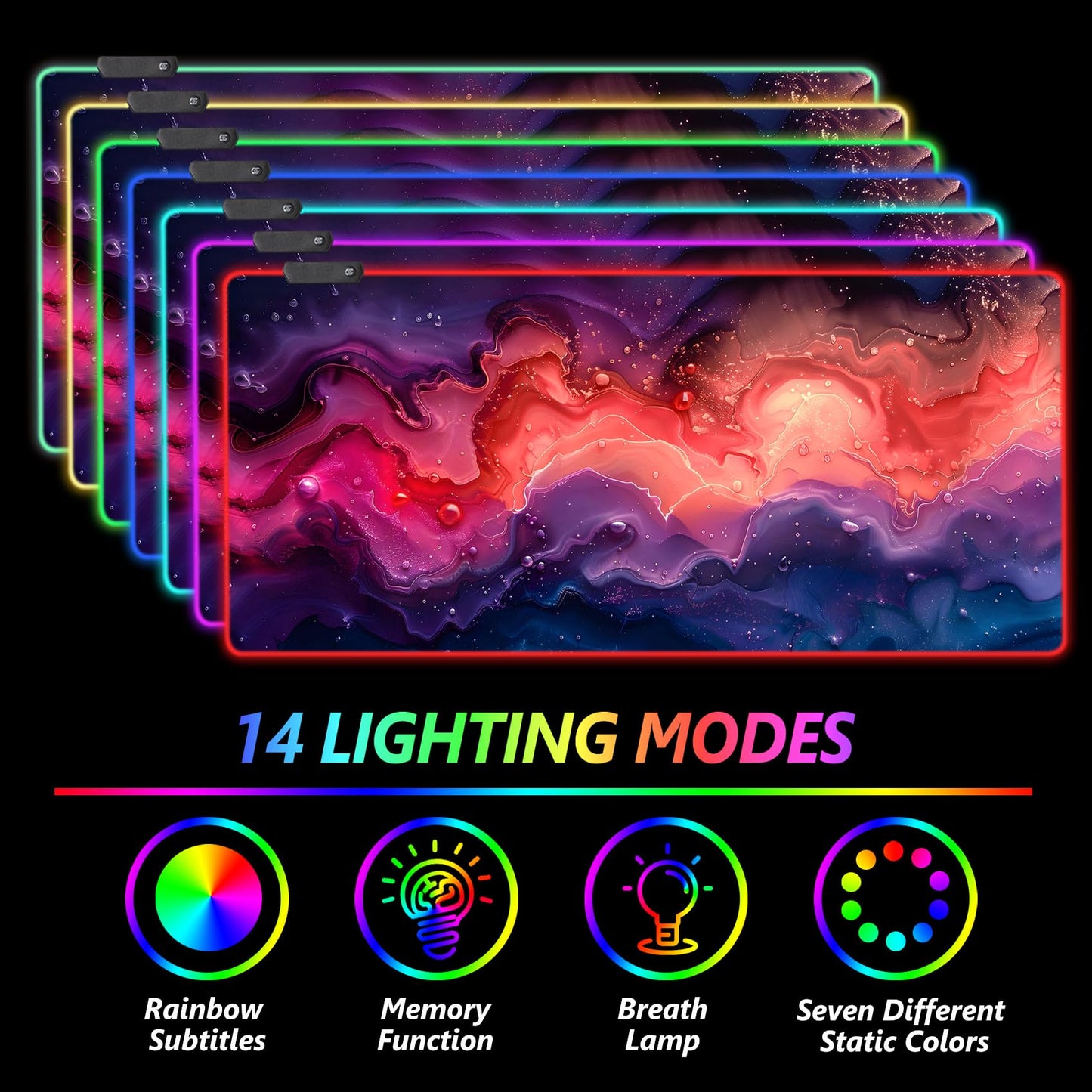 AIMSA Extra Large RGB Gaming Mouse Pad with 14 Light Modes, Extended LED Mouse Pad, Anti-Slip