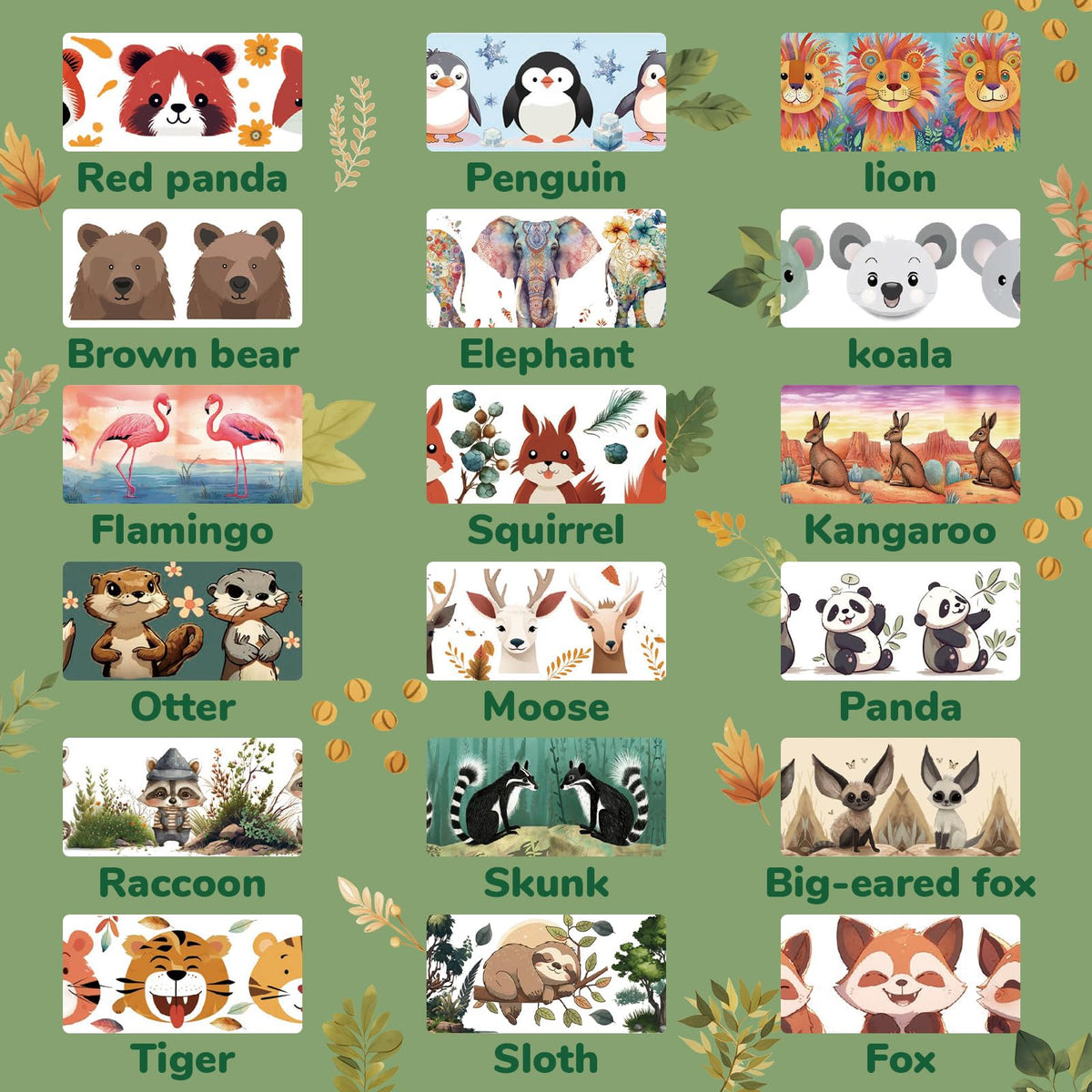 WAPETASHI Cute Washi Tape Set, 38 Rolls Animals Washi Tapes for Journaling Supplies, 25mm & 15mm