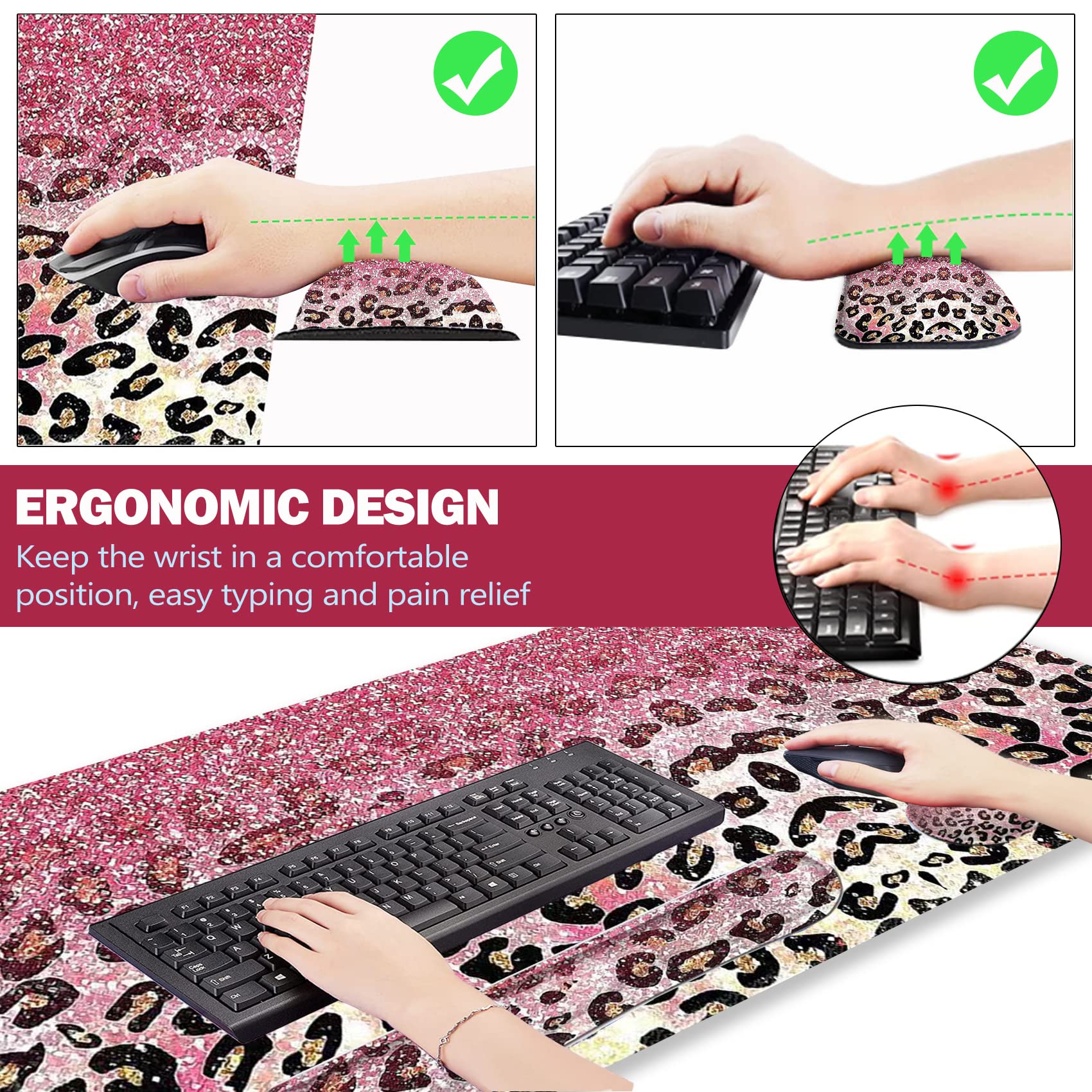 ARTSO Extended Gaming Mouse Pad Set, Keyboard Wrist Rest Support Pad + Wrist Cushion + XXL Large