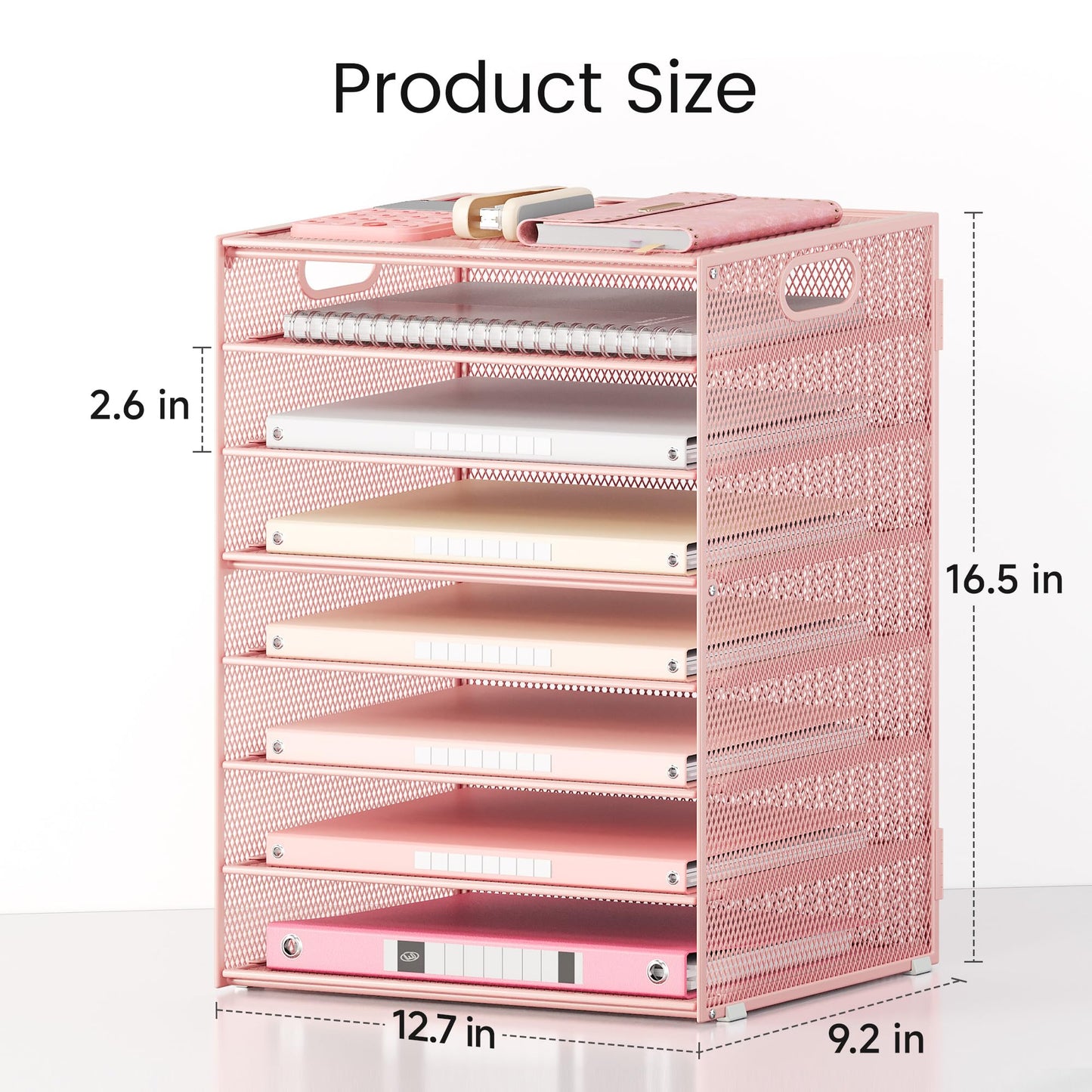 Lavatino 2 Pack 8-Tier Office Desk File Organizer, Letter Tray Paper Organizer with Handle