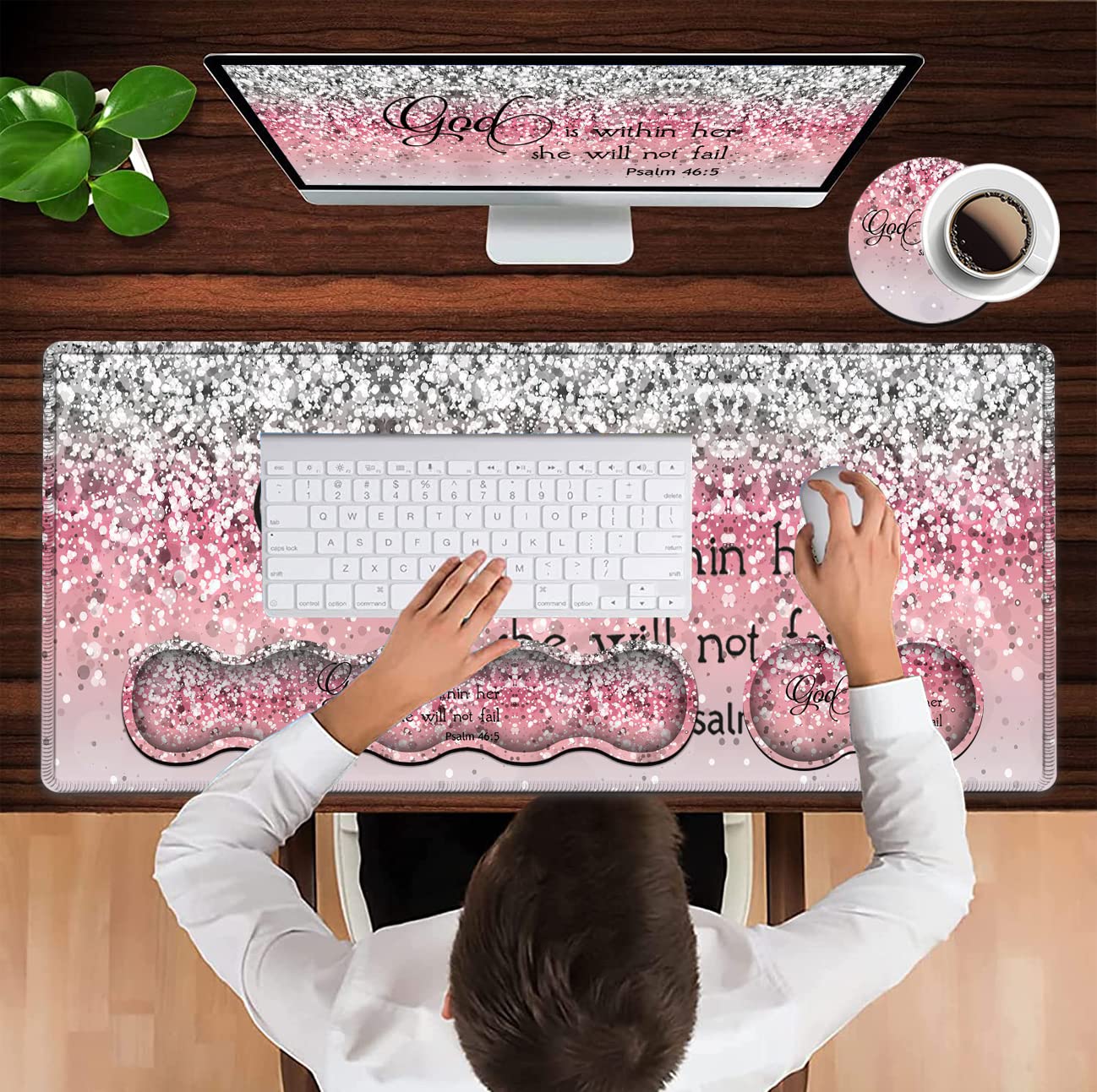 Desk Pad, Large Gaming Mouse Pad Extended Thick Writing Pads, Ergonomic Keyboard Wrist Rest with
