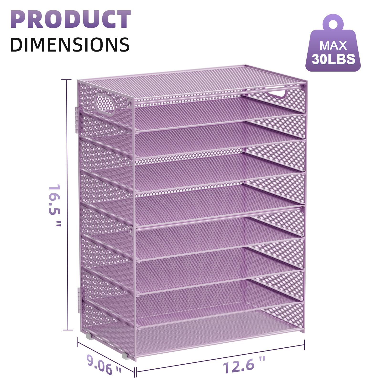 Marbrasse Paper Organizer Letter Tray, 9 Tier Mesh File Organizer with Handle, Paper Sorter Desk