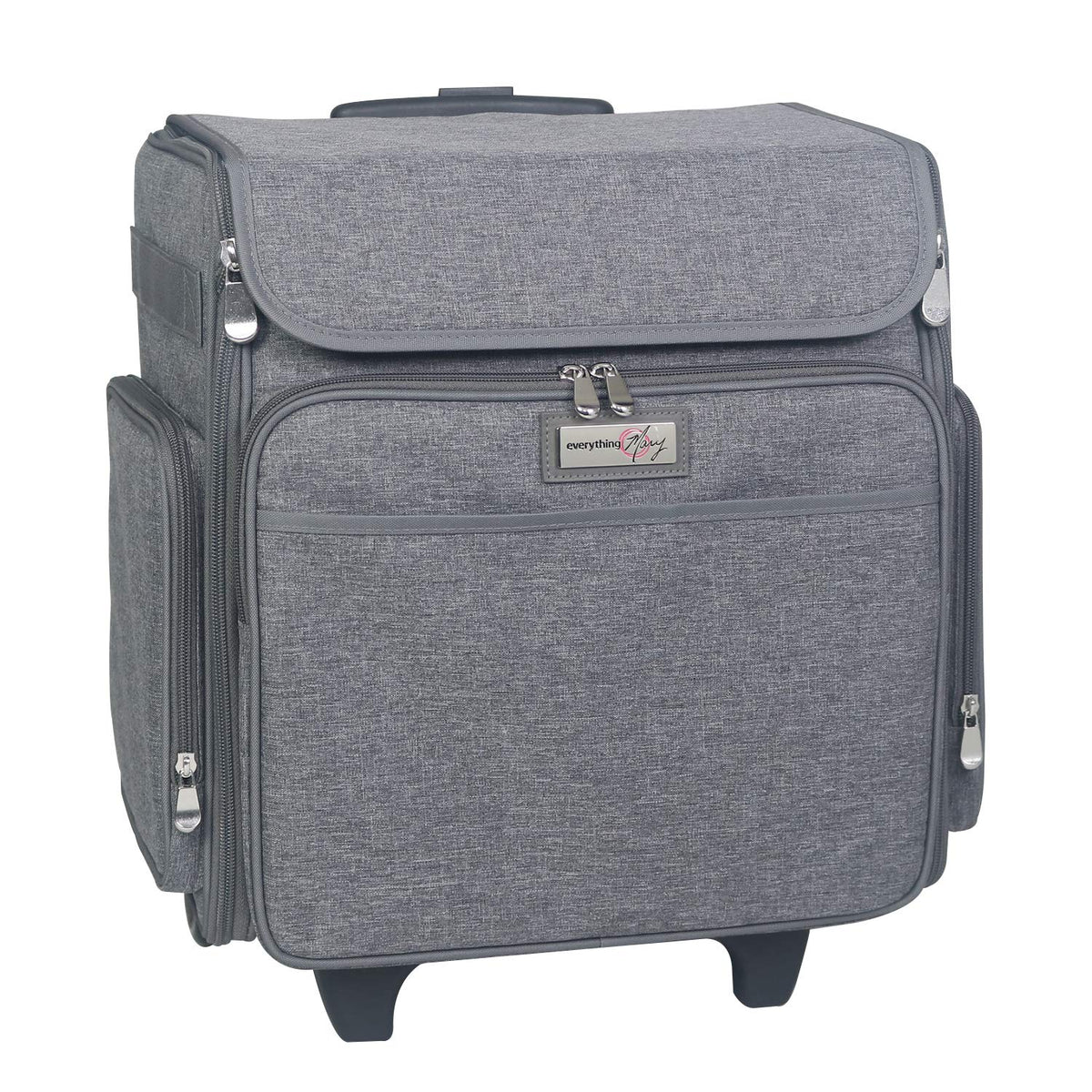 Everything Mary Rolling Scrapbook Tote – Heather Grey Craft Bag with Wheels – Organizer Case for