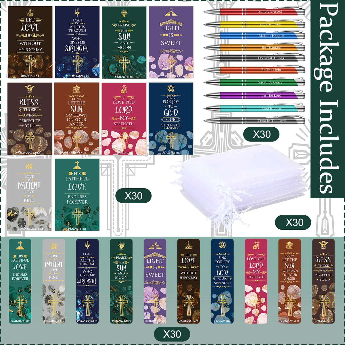 Sinmoe 120 Pcs Christian Bookmarks Scripture,Fresh Color,Classic