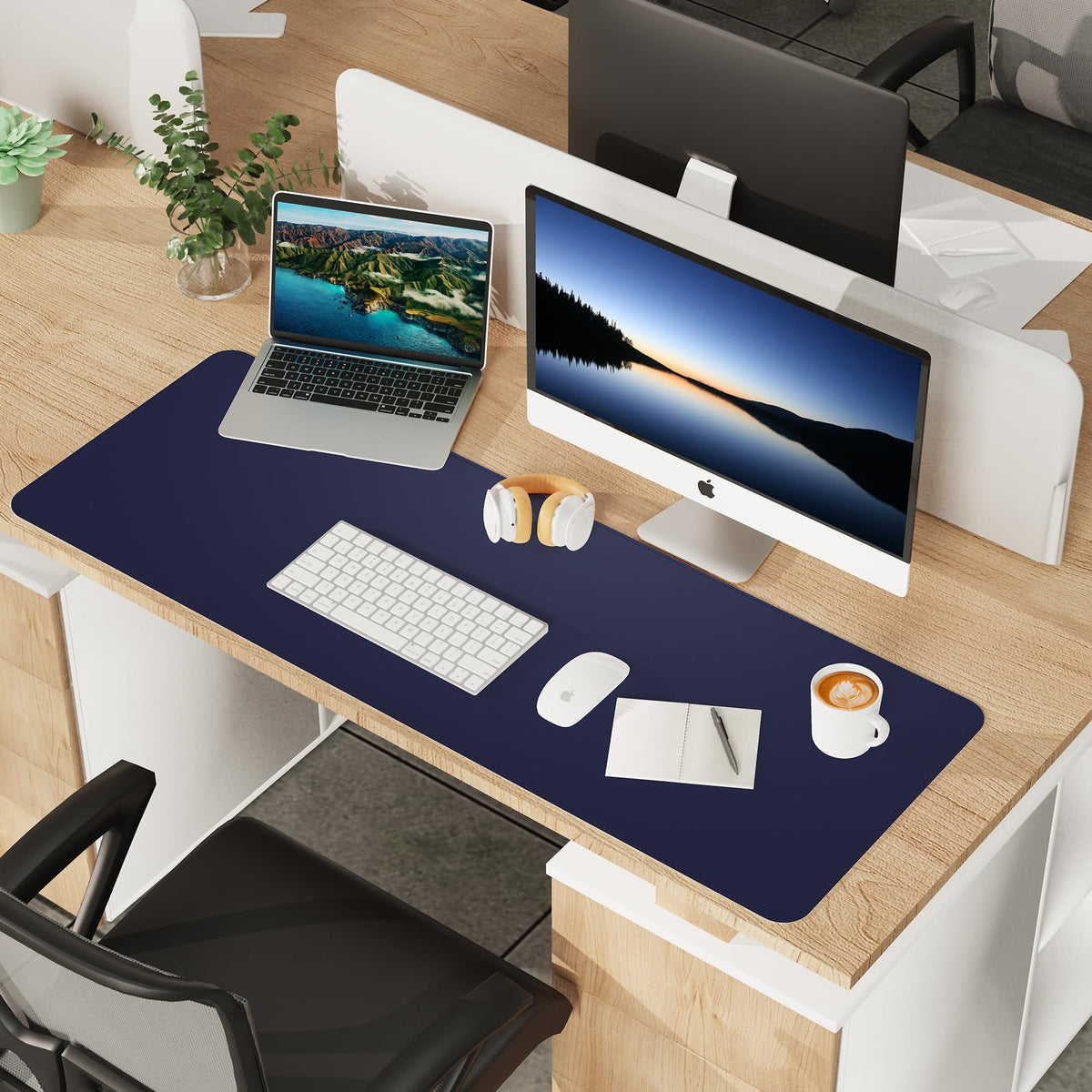 AFIING Cork Desk Mat 55" x 17", Dual-Sided Natural Cork & PU Leather Desk Pad, Non-Slip Waterproof