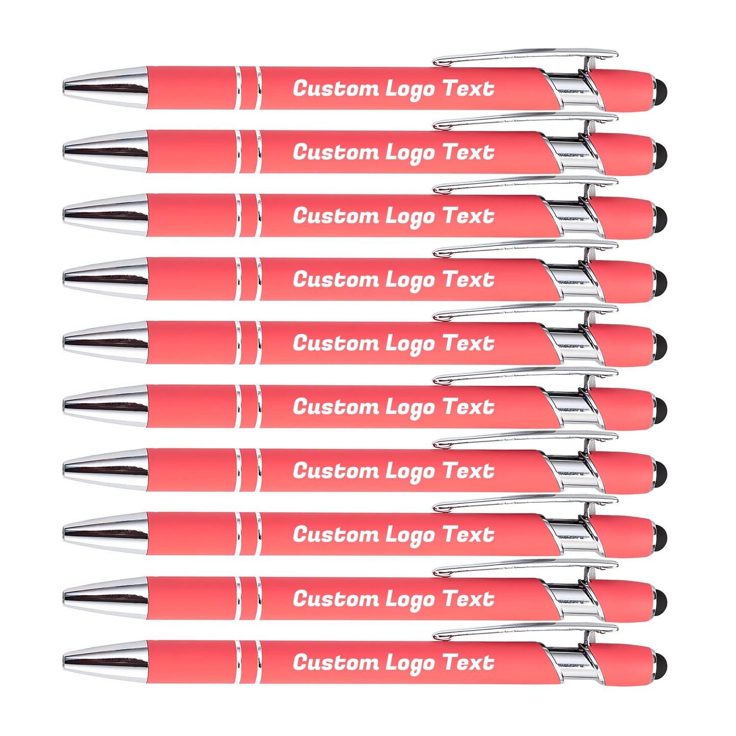 HEYZARDA Custom Pens Ballpoint with Stylus for Events, Peach, 10 Pcs