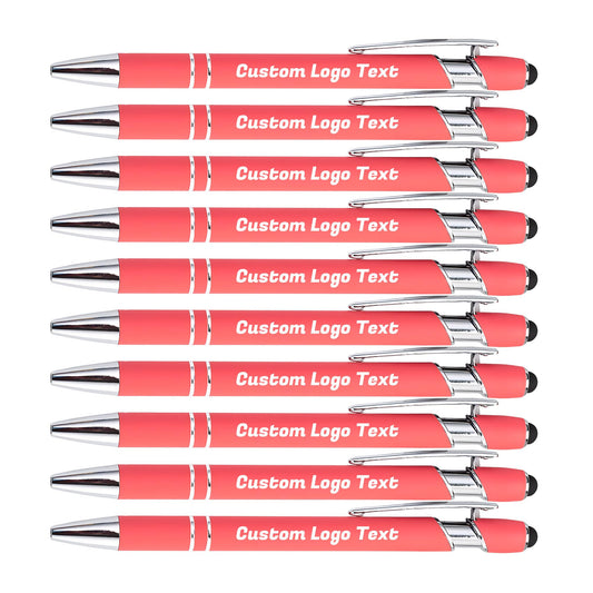 HEYZARDA Custom Pens Ballpoint with Stylus for Events, Peach, 20 Pcs