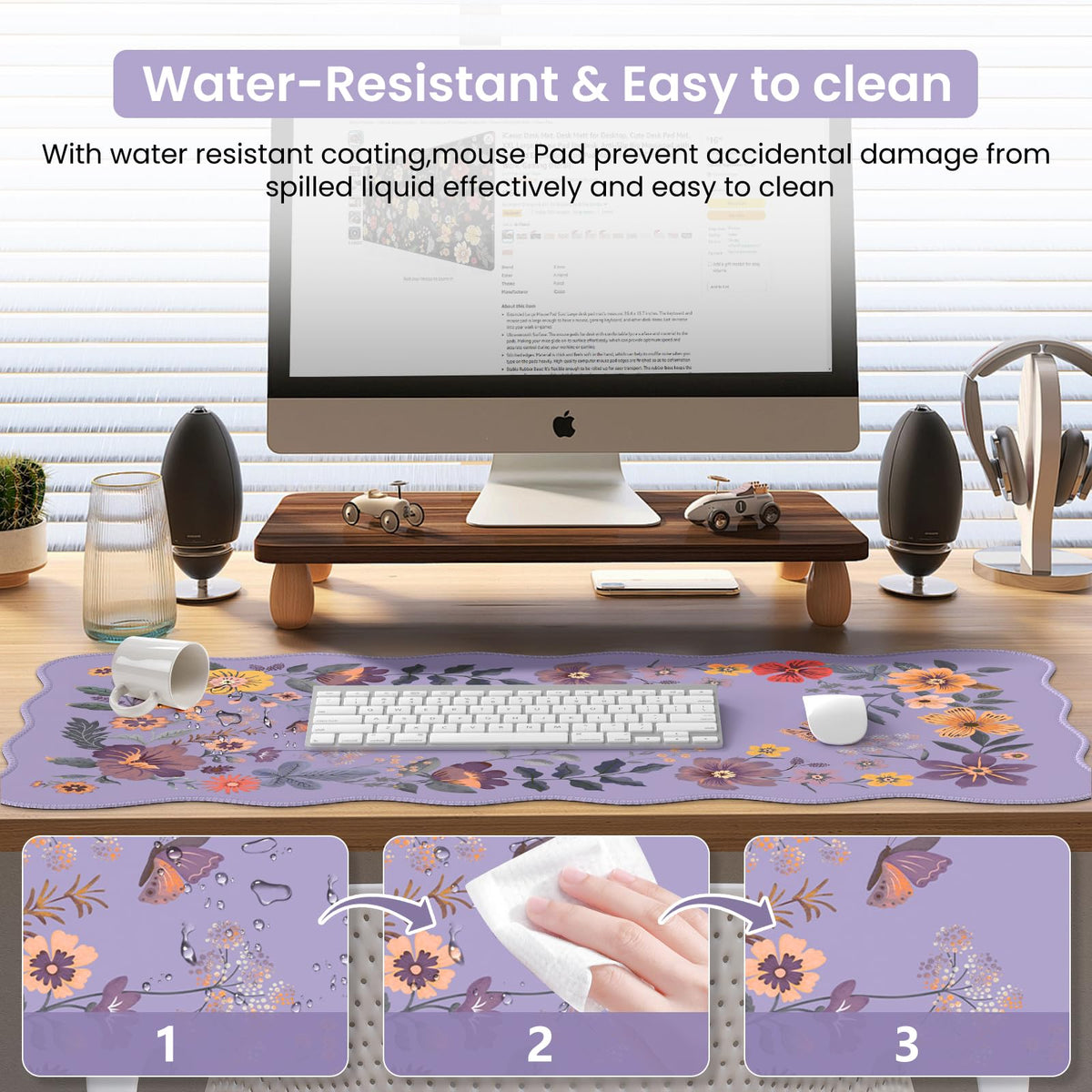 iCasso Purple Keyboard Pad 35.4"x15.7", Computer Mat for Classroom