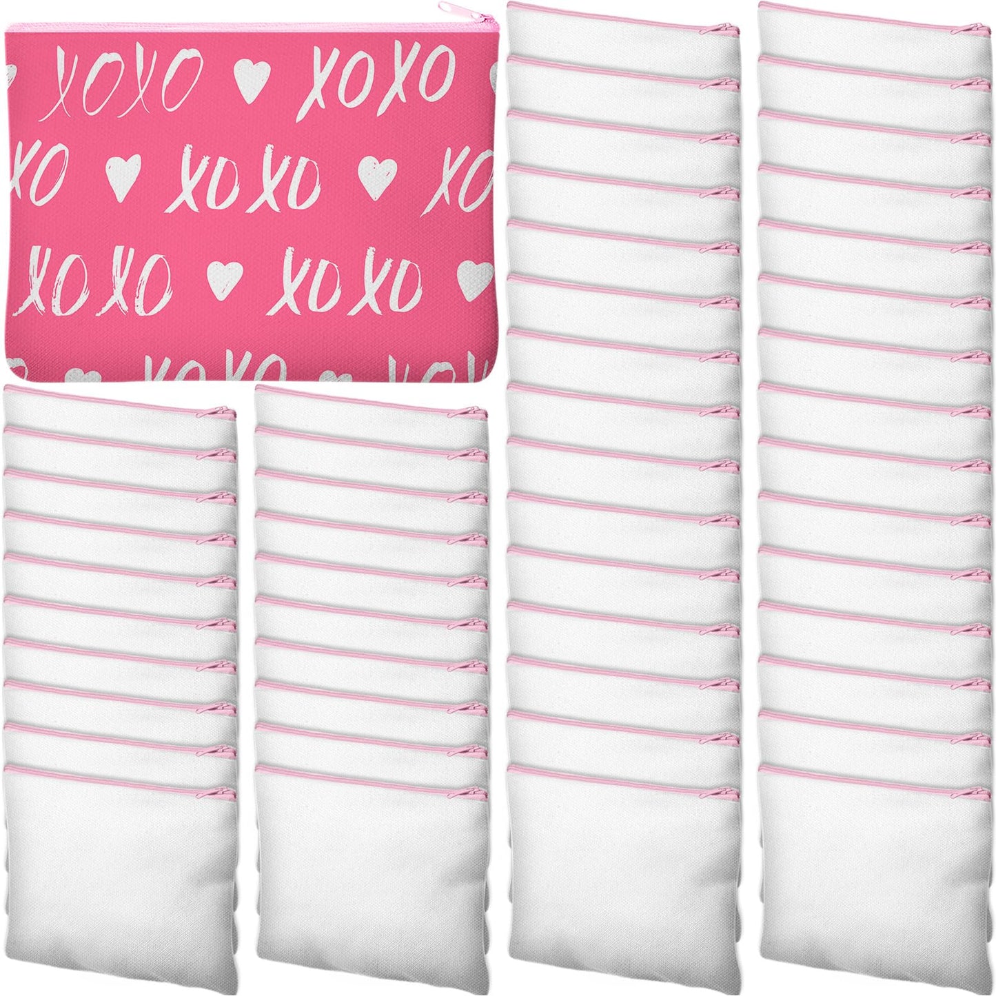 Frienda 50 Pcs Sublimation Blank Canvas Makeup Bags Bulk DIY Heat Transfer Canvas Pen Case Pencil