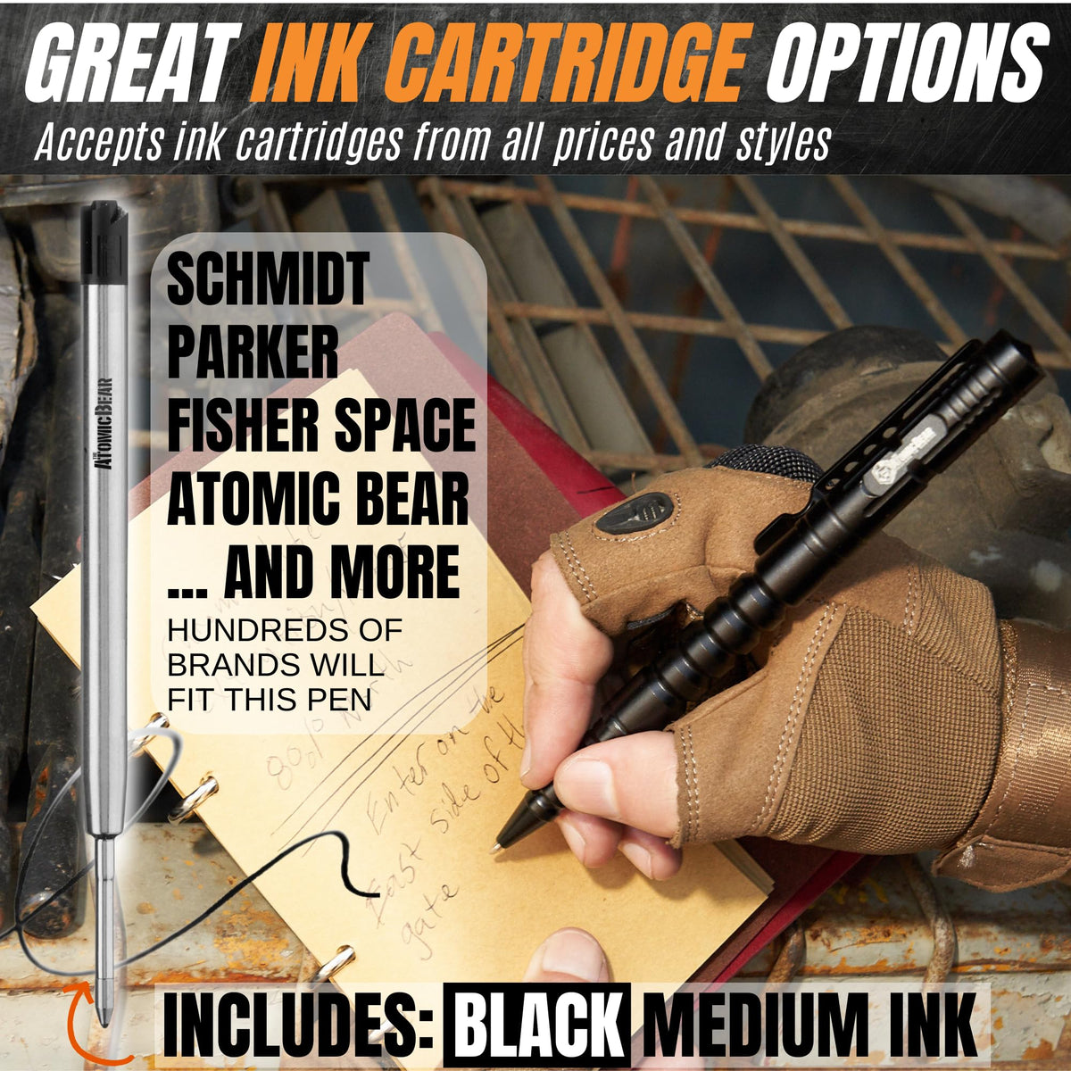 The Atomic Bear Tactical Pen - Pen With Window Breaker - Used in Police and Military Gear