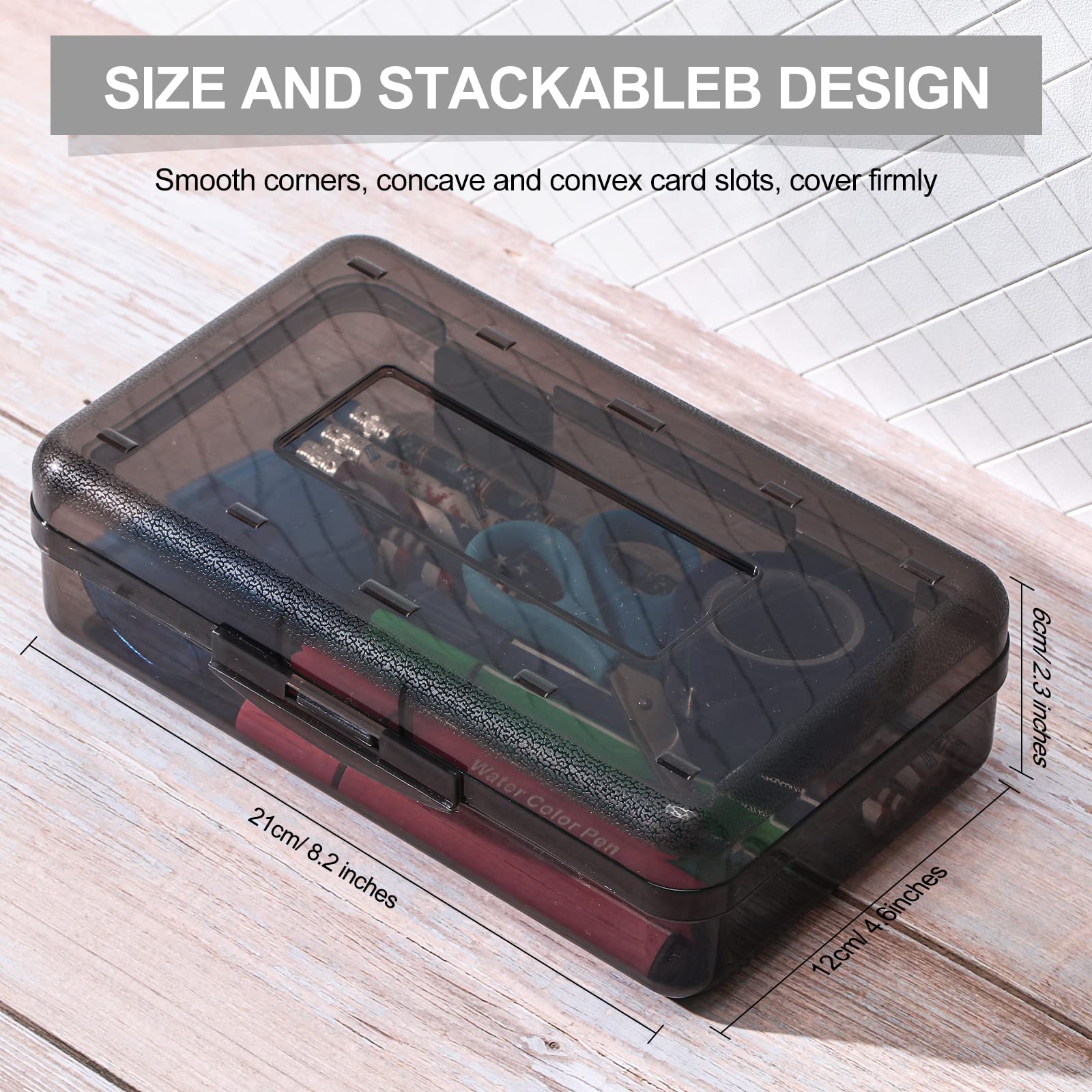 Leelosp 12 Pack Pencil Boxes Bulk, Large Plastic Case,Gray