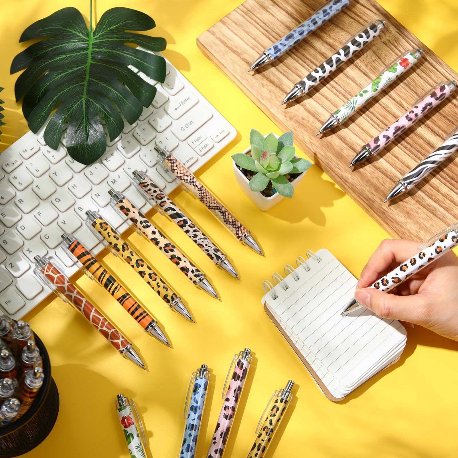 Dispowreath 48 Pcs Animal Print Pens Safari Jungle Cheetah Ink Pens