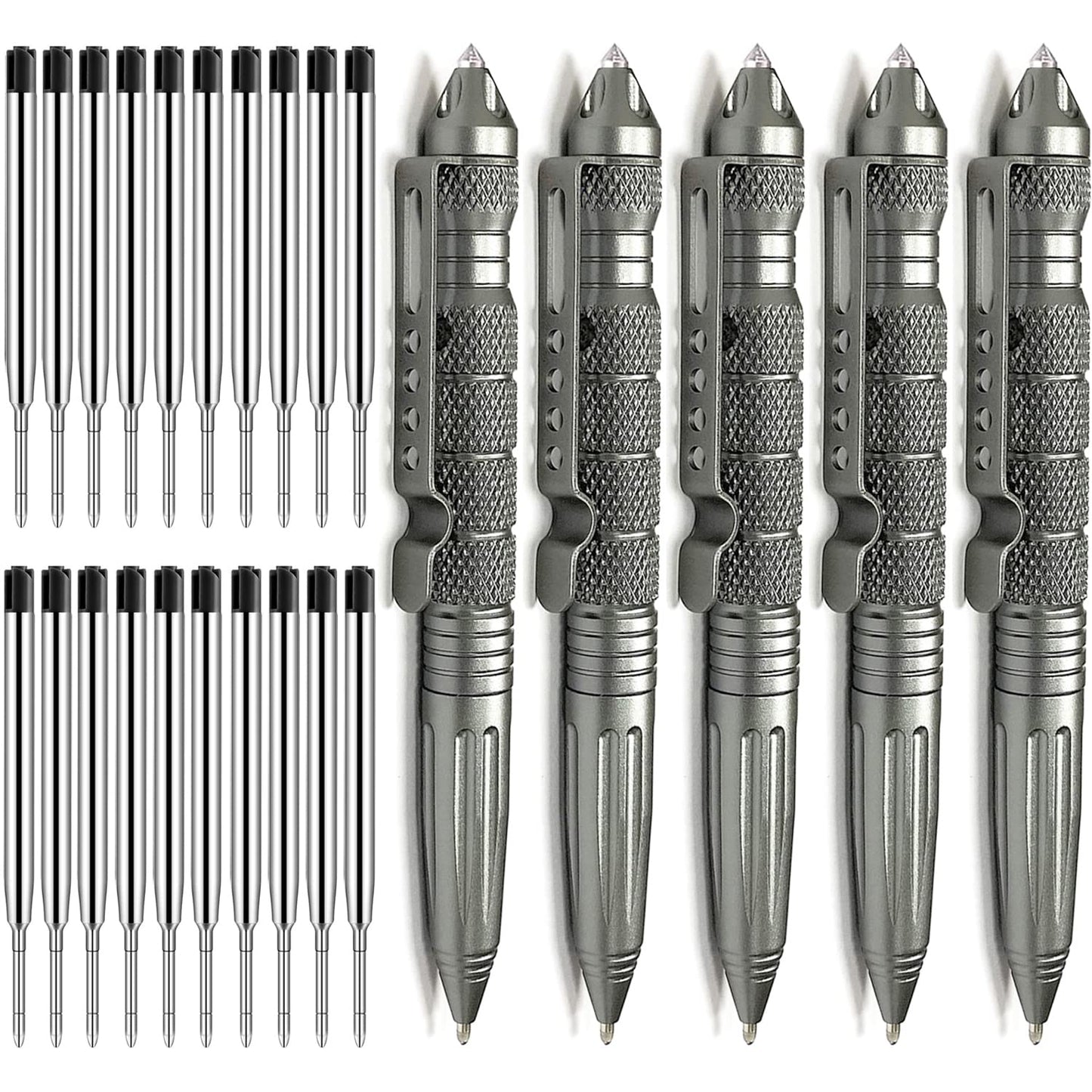 Origin-Joy 5 Pack Tungsten Steel Military Tactical Pen Set, Multifunctional EDC Self Defense Pen