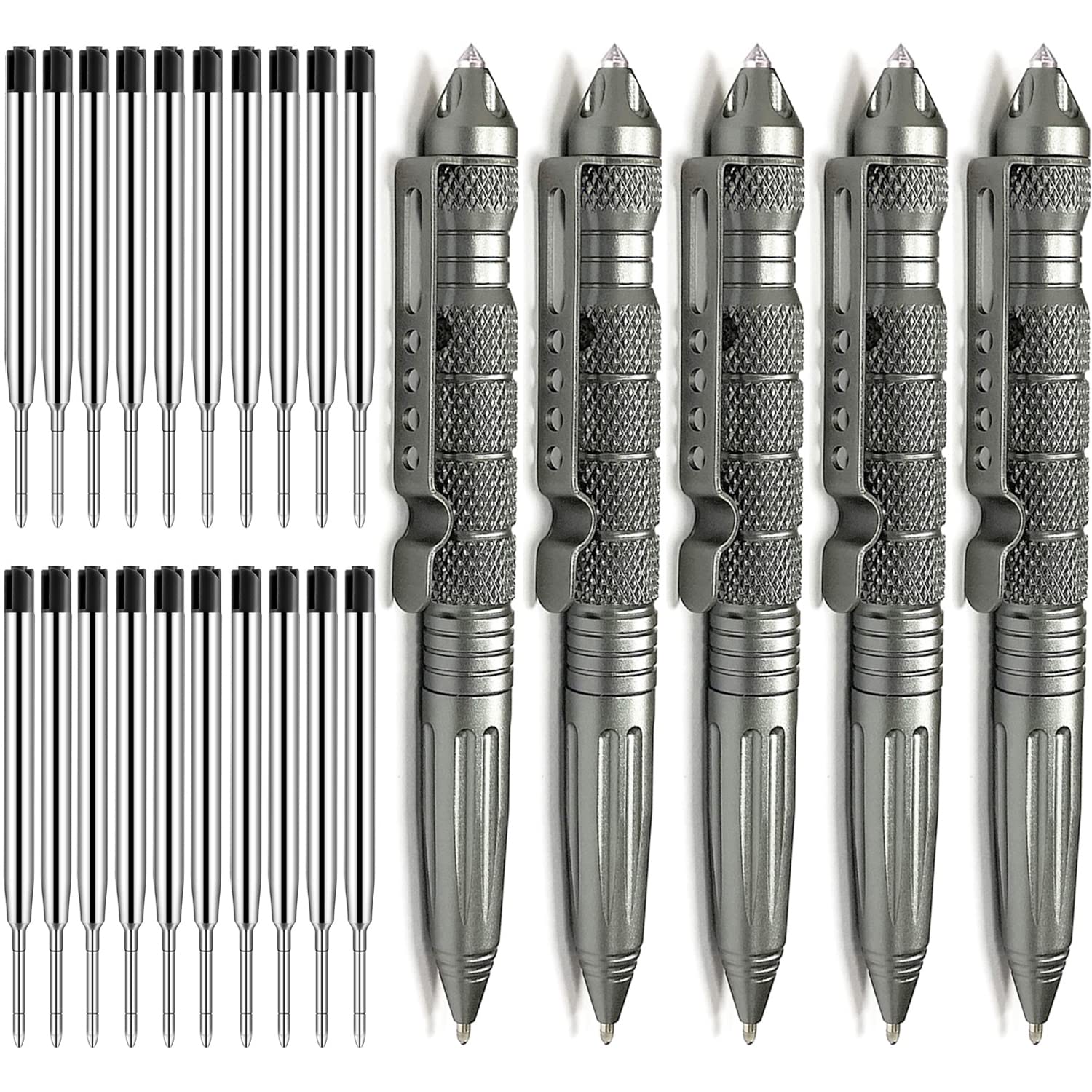 Origin-Joy 5 Pack Tungsten Steel Military Tactical Pen Set, Multifunctional EDC Self Defense Pen