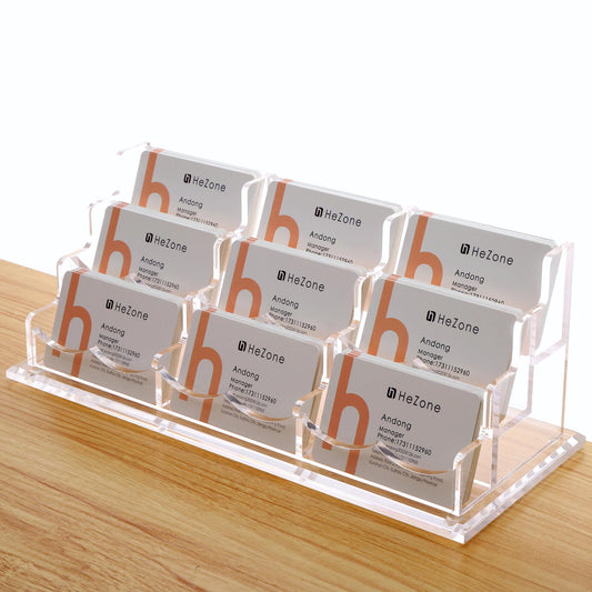 HeZone Business Card Holder for Desk, Multiple Cards Display Stand Rack for Women and Men, Clear
