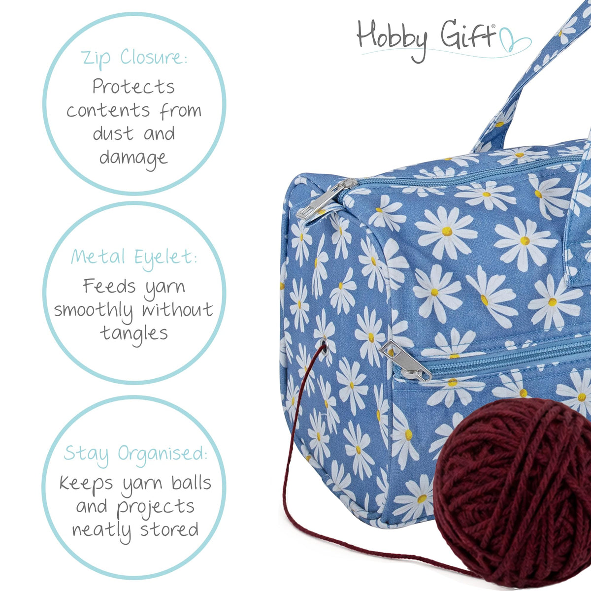 Hobby Gift Knitting Bag Large Yarn Storage Bag with Zippered Compartments for Knitting Needles