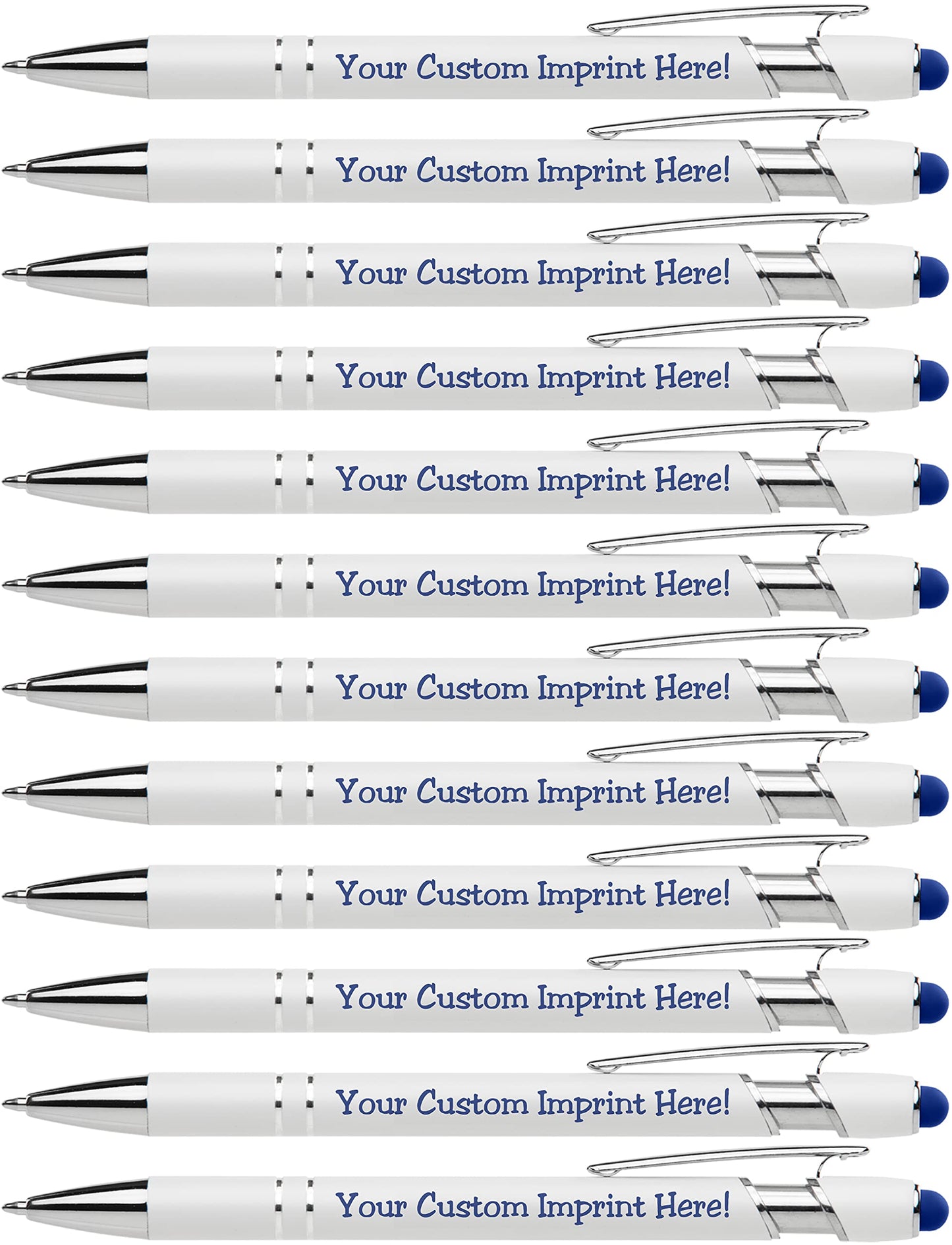 ExpressDesigns™ - Premium Custom Pens with Stylus | Beautiful White | Personalized Soft-Touch Metal