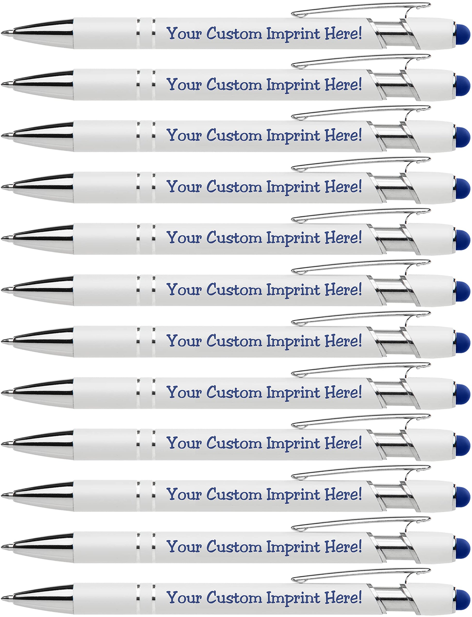 ExpressDesigns™ - Premium Custom Pens with Stylus | Beautiful White | Personalized Soft-Touch Metal