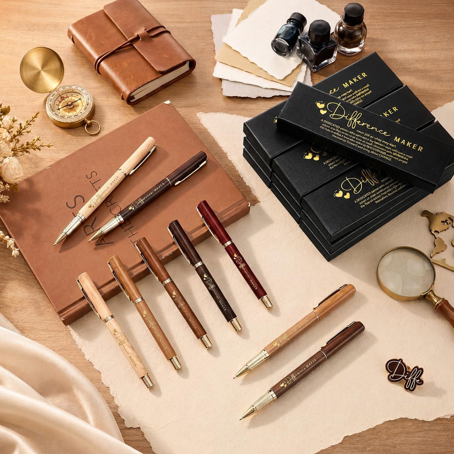 PerKoop 10 Sets Difference Maker Gifts, Appreciation Pens with Boxes