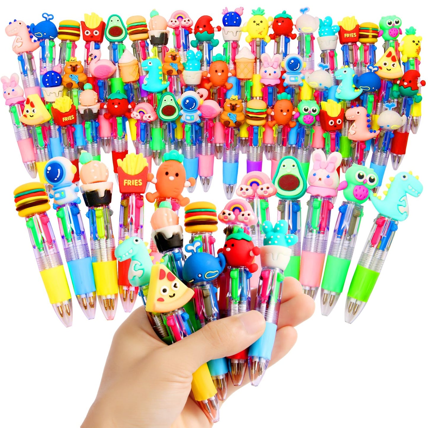 LiYiQ 50 Pcs Multicolor Pen in One Fun 4-in-1 Cute Pens Bulk Kawaii Cool Ballpoint Pens Fun Gifts
