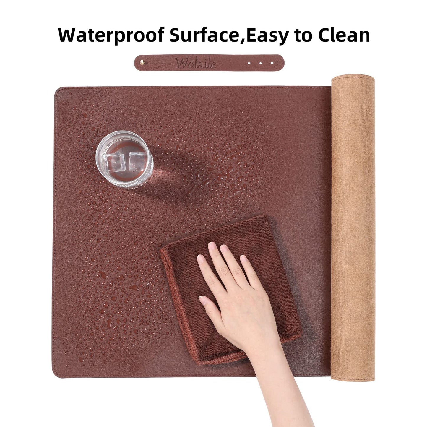 Wolaile PU Leather Desk Pad Blotter 27x13 inches,Non-Slip Base Waterproof Surface Office Desk