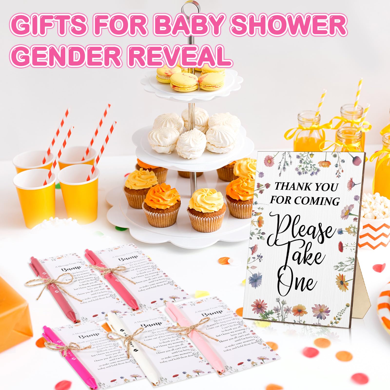 Sintuff 50 Set Baby Shower Party Favors for Guests, Pink, Wild Flower