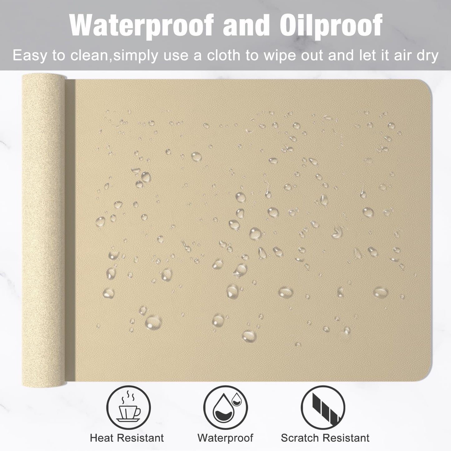 Hsurbtra Desk Pad, 35.5" x 17" PU Leather Desk Mat, XXL Extended Mouse Pad, Waterproof Desktop