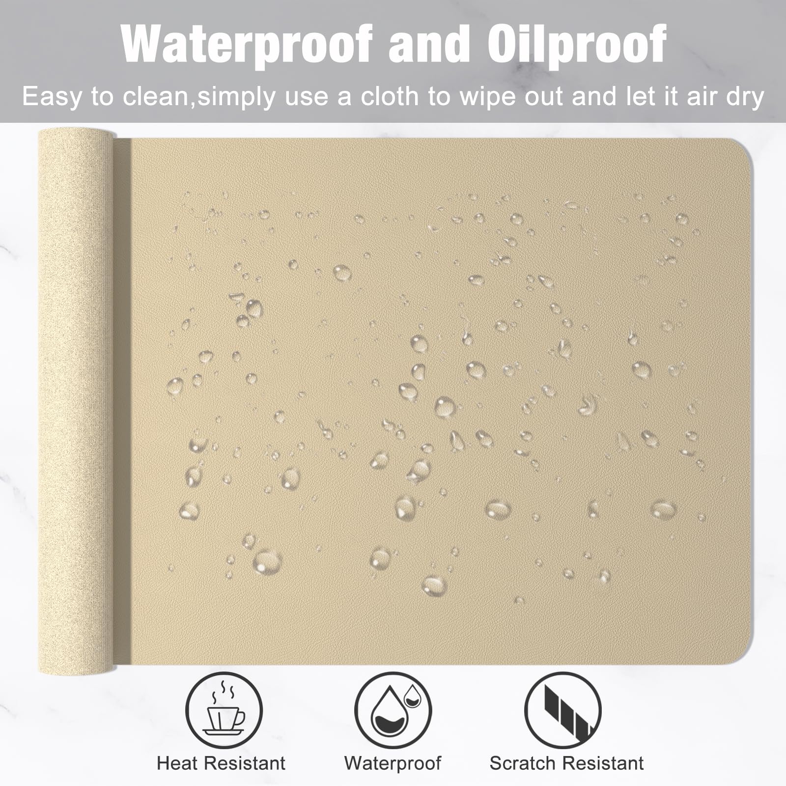 Hsurbtra Desk Pad, 35.5" x 17" PU Leather Desk Mat, XXL Extended Mouse Pad, Waterproof Desktop
