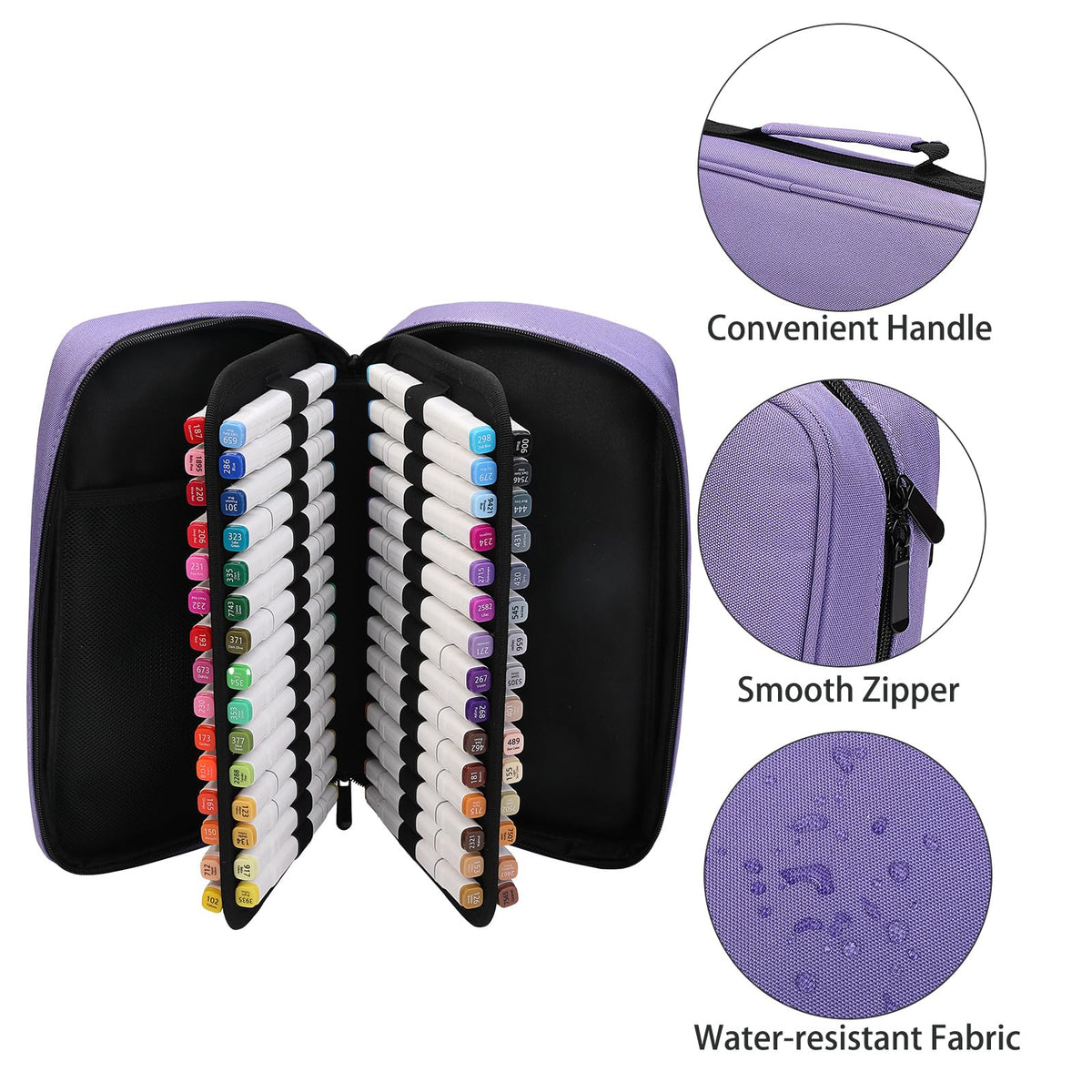 BOMKEE Large Marker Organizer - 60 Slot Case with Carrying Handle