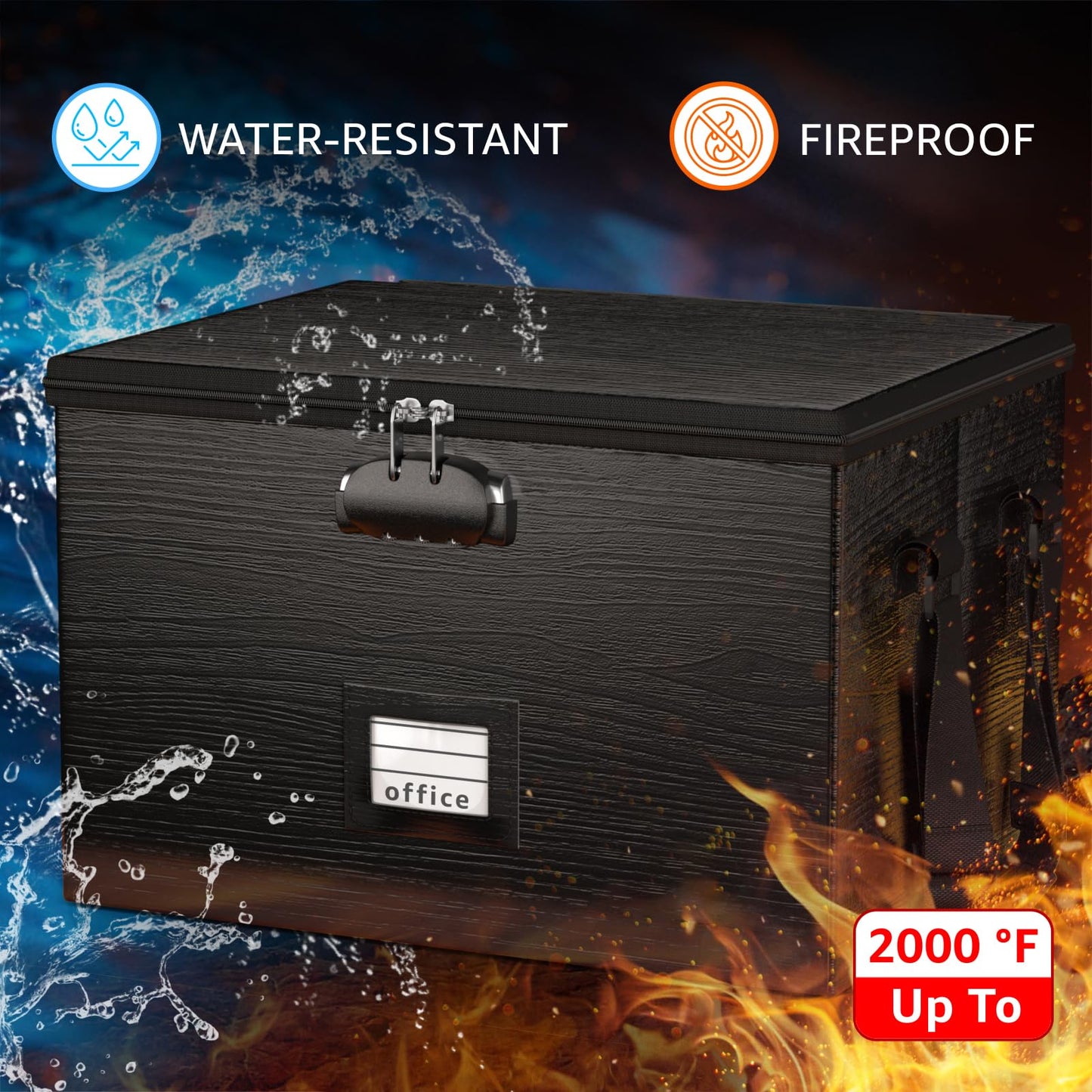 ROSONG Fireproof Document Box File Organizer - Portable Locking Filing Storage Box with Handle