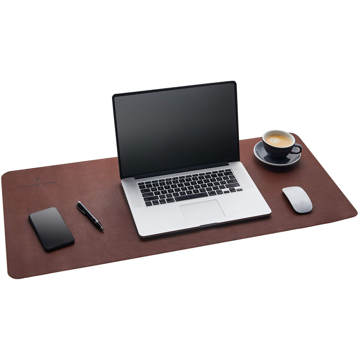 Gallaway Leather Desk Mat, Office Writing Desk Pad, Large 36" x 17" Dark Brown, for Top of Desks