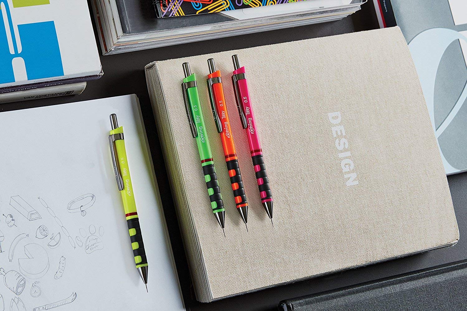 rOtring Tikky Mechanical Pencil, 0.5 mm, Neon Pink, 12 Count