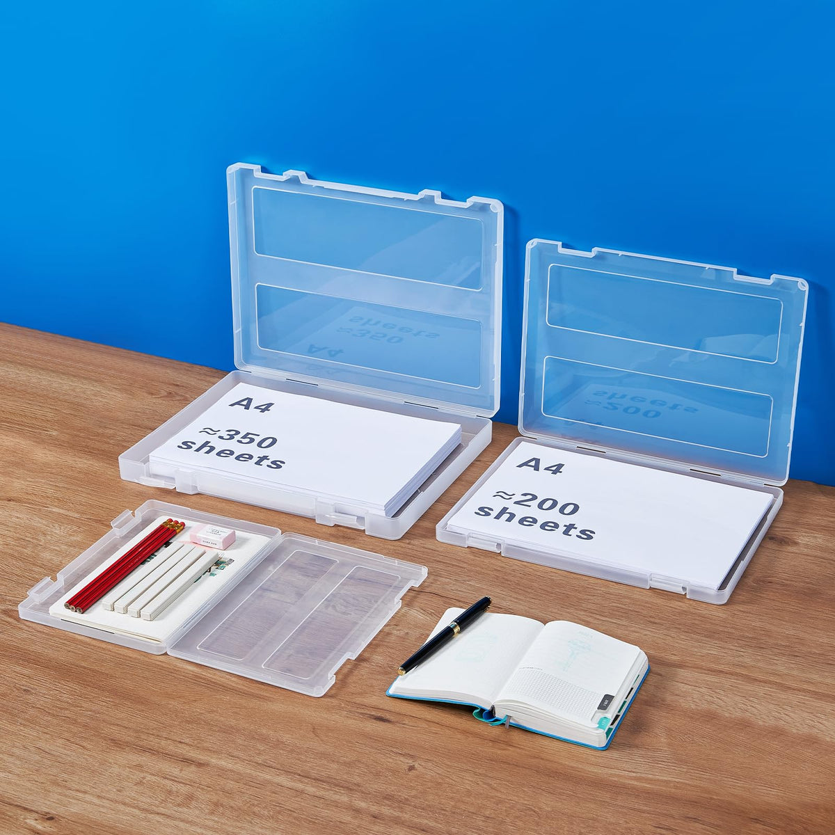 Mickiewicz 8 Pack Paper Storage Boxes, 8.5 x 11 Plastic Portable Project Case for US letter Size