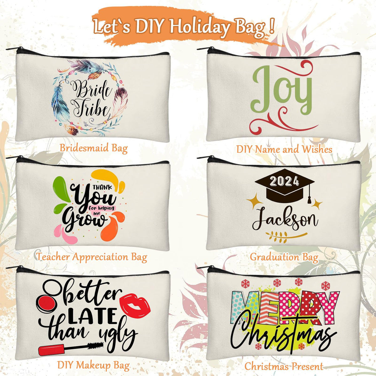 Legigo 24 Pack Beige Canvas Makeup Bags DIY Craft Bag- Blank DIY Craft Bag Canvas Pencil Case