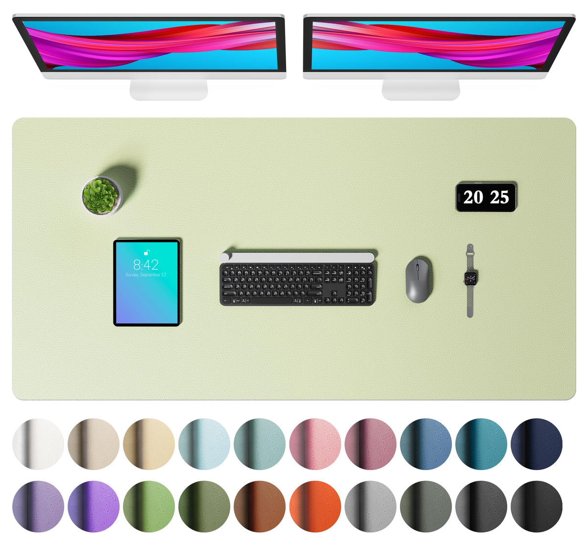 Aothia Faux Leather Desk Mat – Large Mouse Pad, Non-Slip PU Leather Blotter, Waterproof Writing