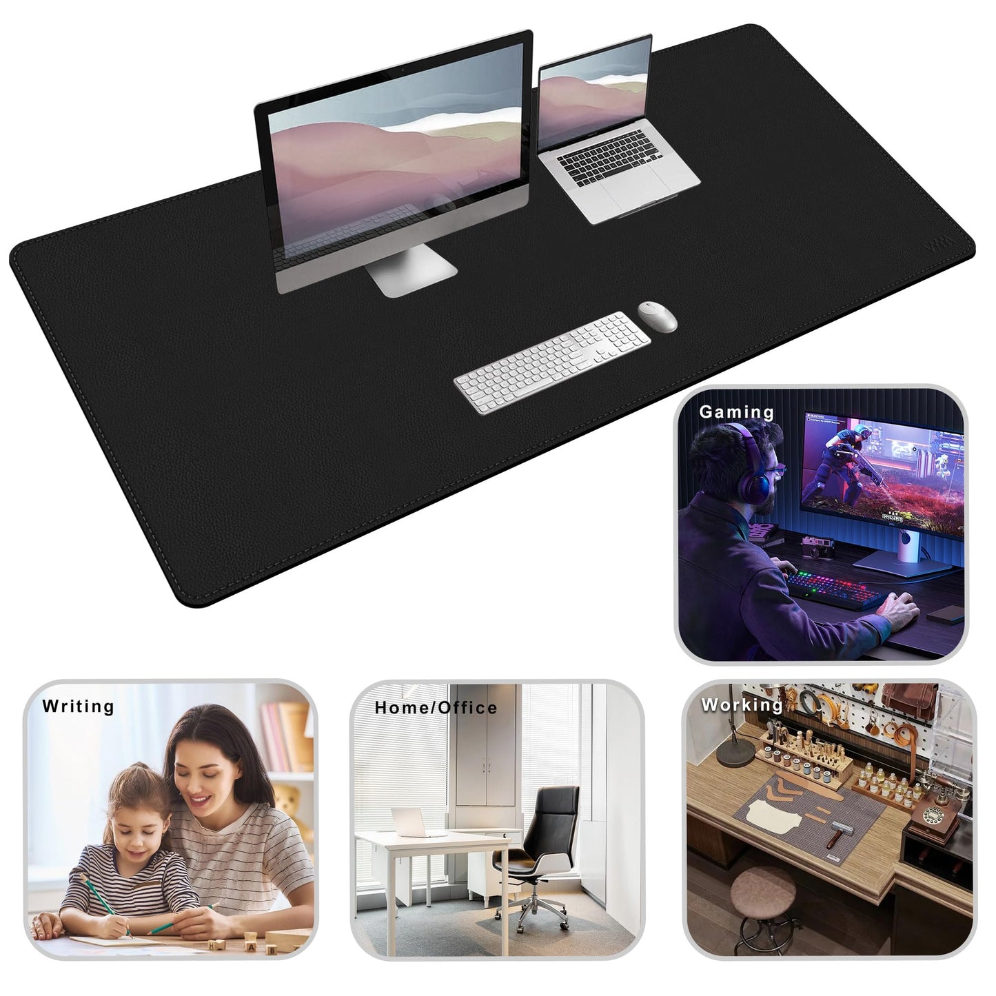 Vyaaa 59" x 28" Extra Large Desk Mat, Black