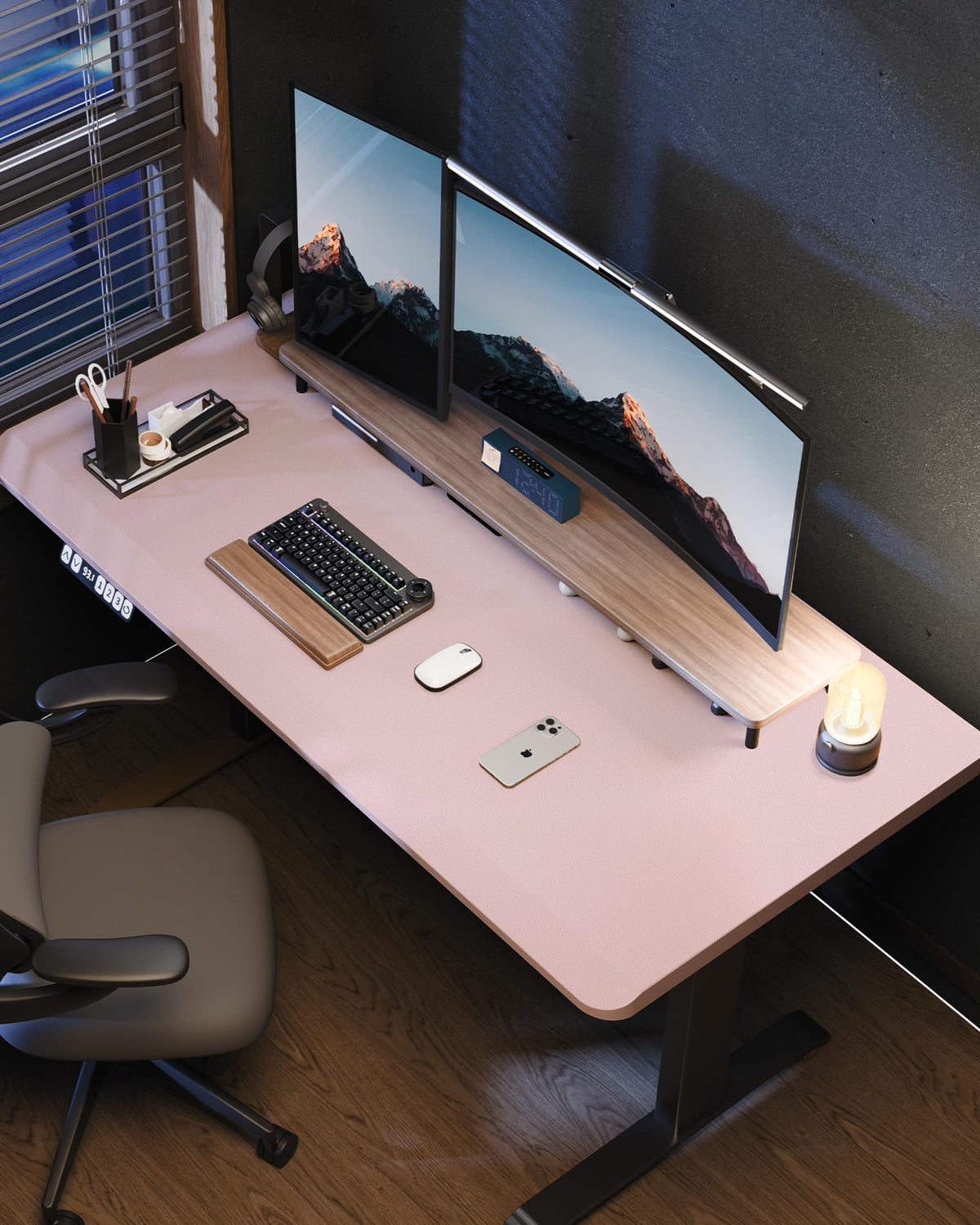 AFIING Large Desk Mat 55" x 24" - PU Leather Desk Pad Protector, Waterproof Non-Slip Extended Mouse