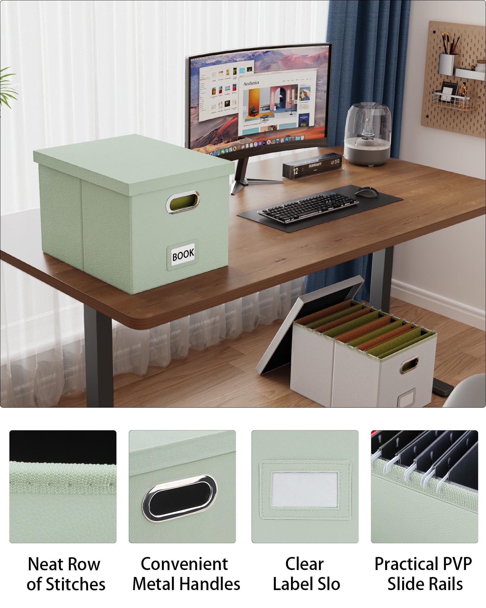 2 Pack File Storage Organizer, Portable File Box with Lid, Fit for Letter/Legal File Folder