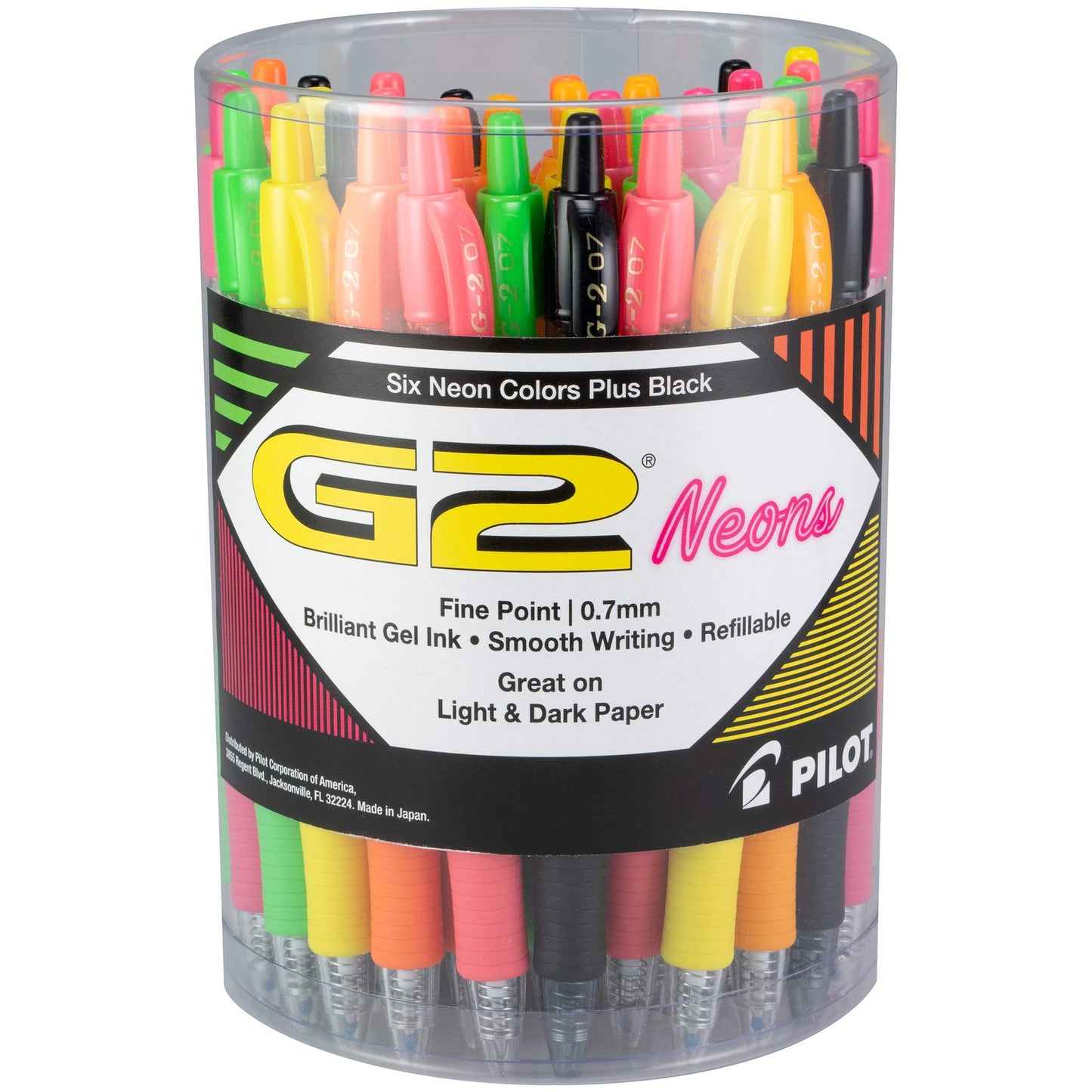 PILOT G2 Refillable and Retractable Gel Pens, 0.7mm, Neon Colors, 36-Pack
