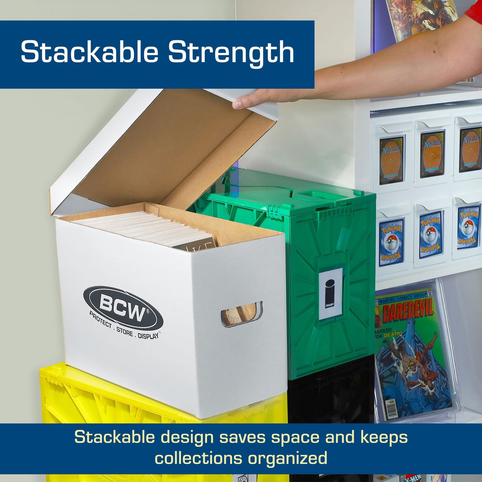 BCW Short Comic Storage Boxes, Holds 150-175 Comics Each, White, 3 Pack