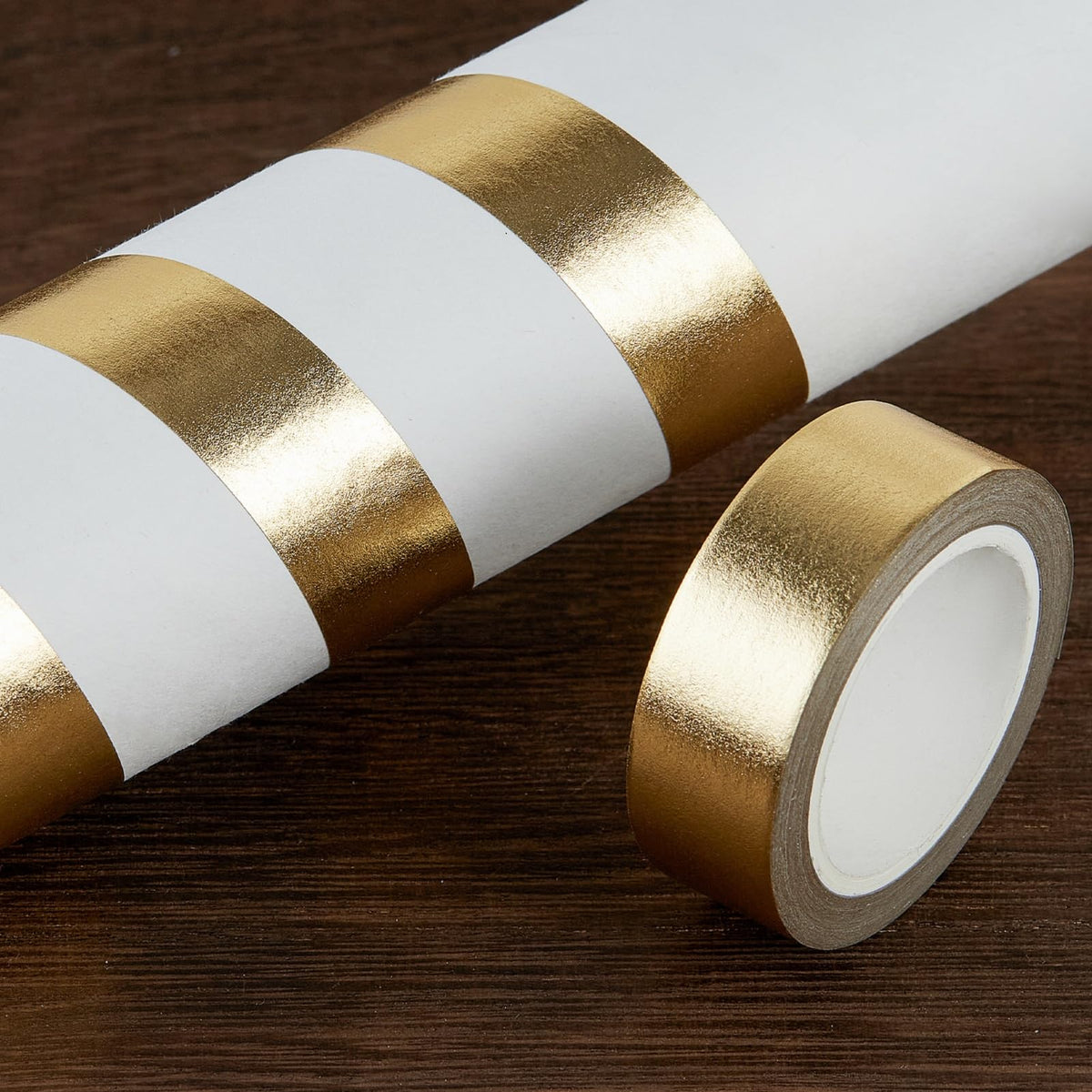 Qyueyue Gold Foil Washi Tape - 2 Rolls Low Tack Self Adhesive Decorative Metallic Foil Masking Tape