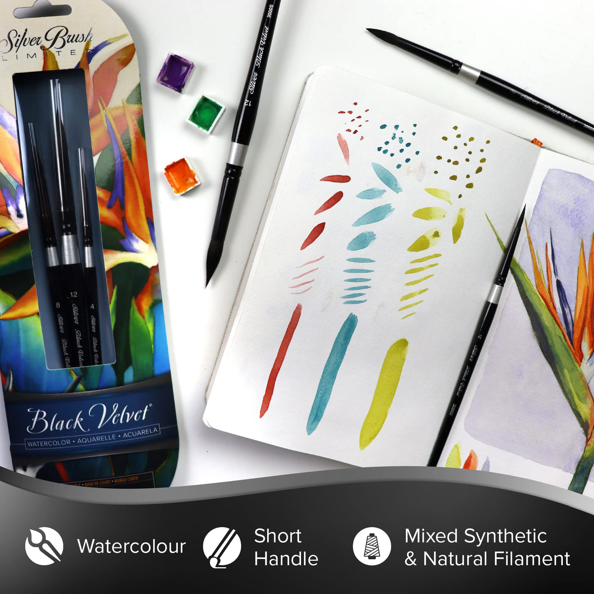 Silver Brush Limited Susan Louise Moyer Basic Watercolor Brush Set, 3pc