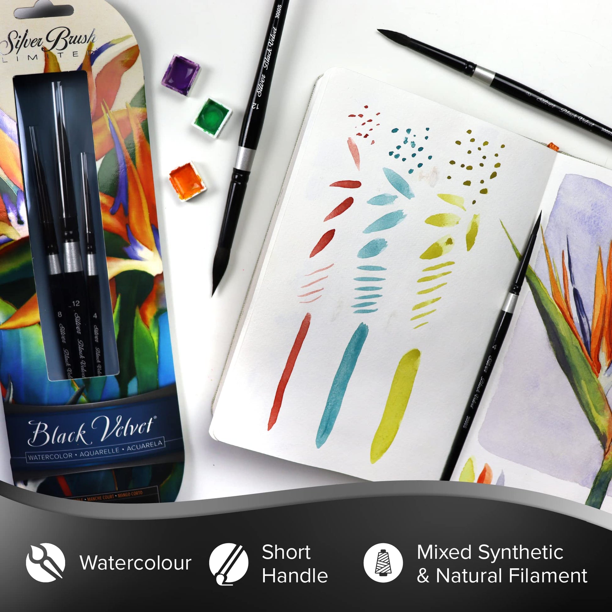 Silver Brush Limited Susan Louise Moyer Basic Watercolor Brush Set, 3pc