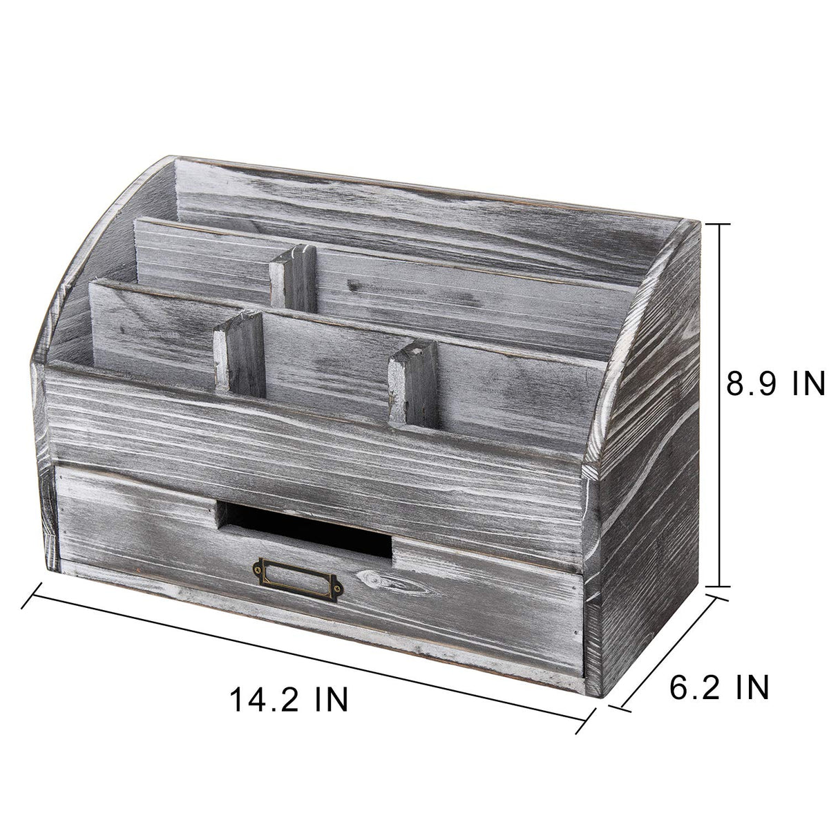 canwedance Distressed Rustic Wooden Office Desk Organizer 5 Compartment with 2 Drawer &Counter Desk