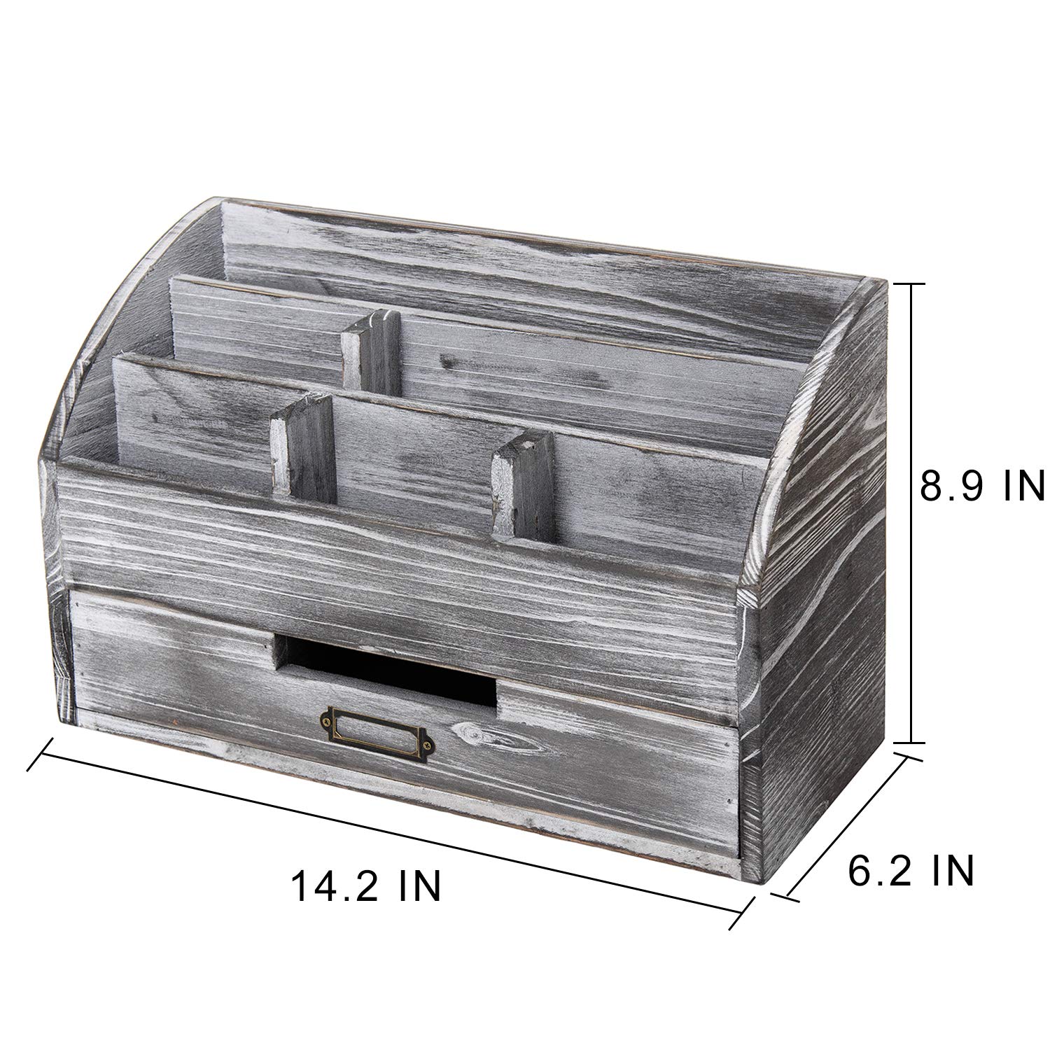 canwedance Distressed Rustic Wooden Office Desk Organizer 5 Compartment with 2 Drawer &Counter Desk