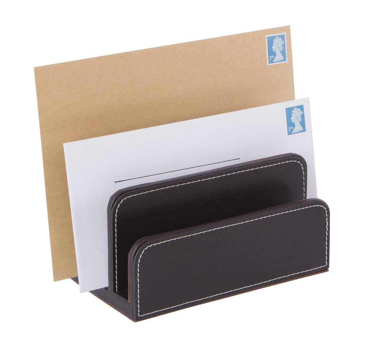 Osco Brown Faux Leather Letter Holder